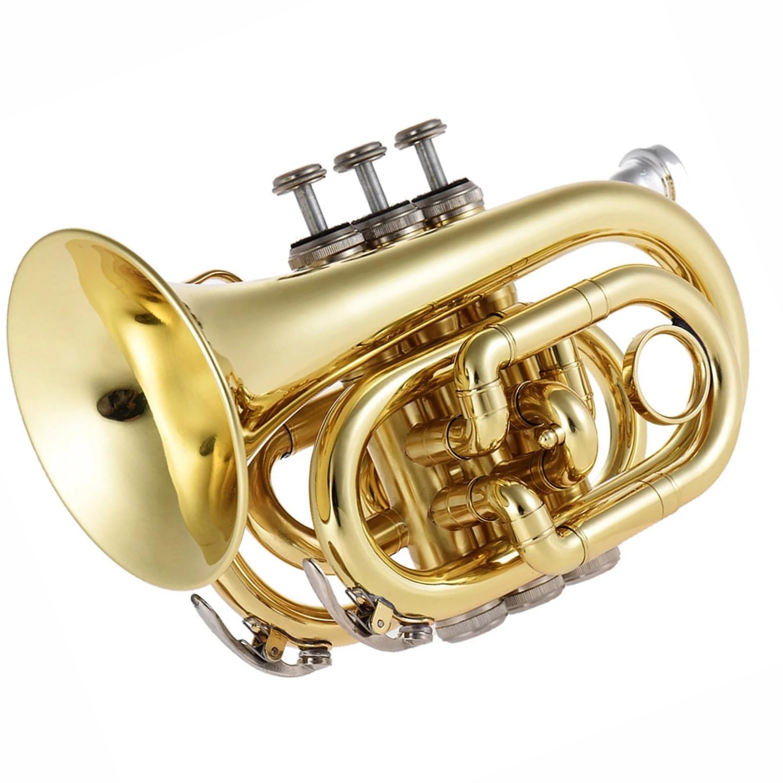 Trombette Mini Tromba Tascabile Sib Flat Strumento A Fiato In OttoneGuanti Panno Custodia Per Il Trasporto Strumento Tromba In Ottone