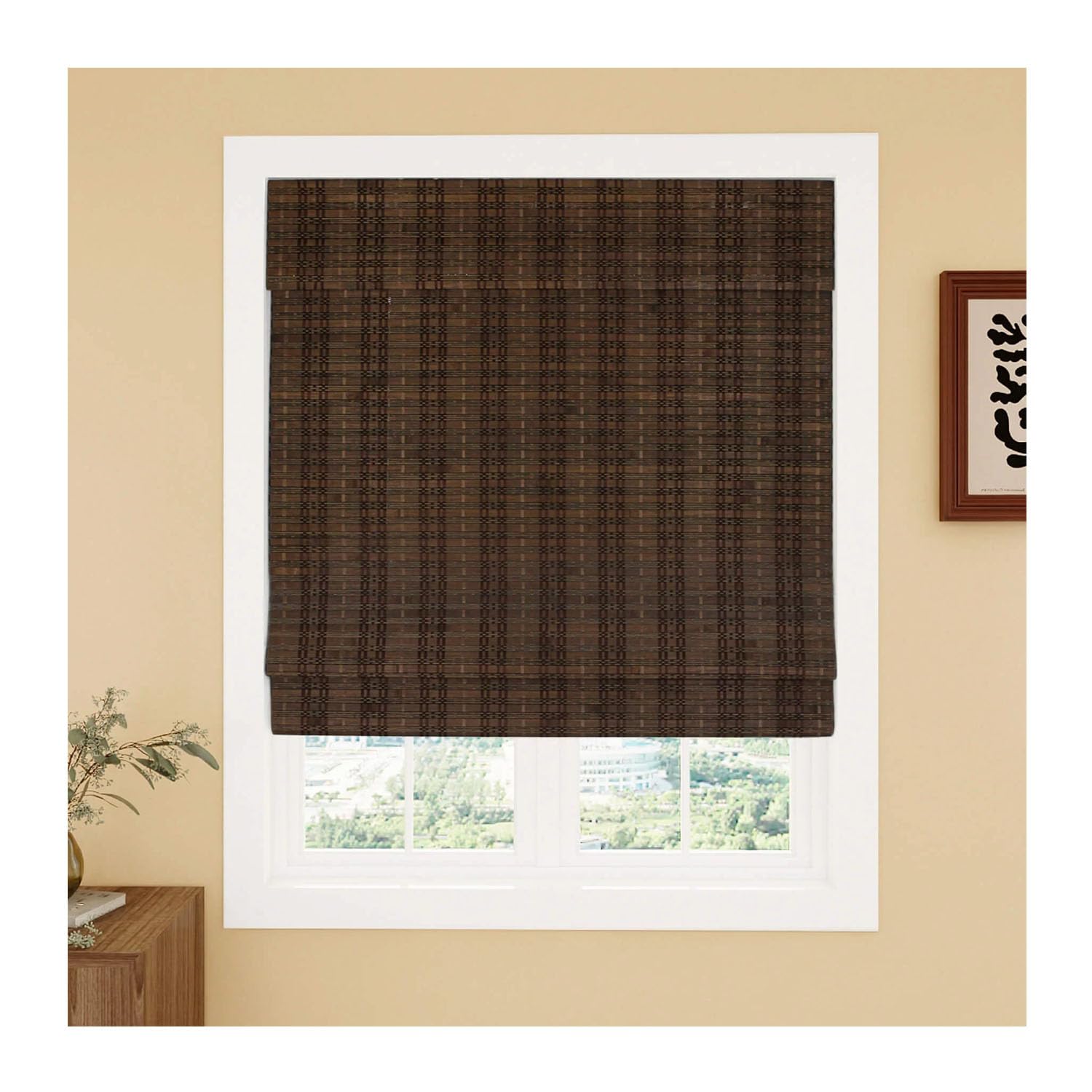 Natural Bamboo Roman Shade| Traditional Asian Style| Heavy Weight| Light Filtering (87.6 cm x 152.4 cm, Nut Brown)-image-28