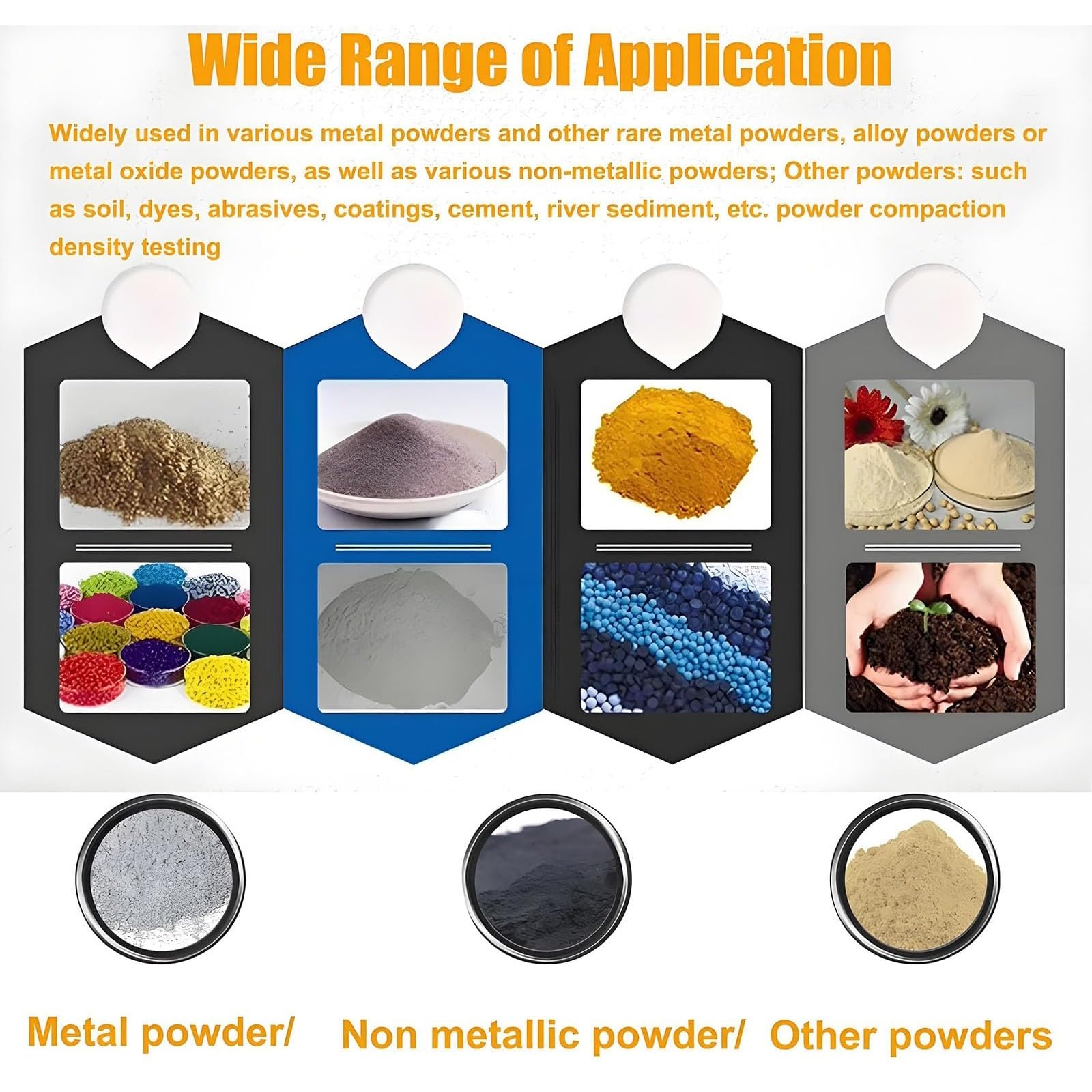 Medidor de densidad aparente para polvos, medidor de densidad de apilamiento natural con raspador y cepillo, de acero inoxidable, con abertura de embudo de 12,7 mm de diámetro