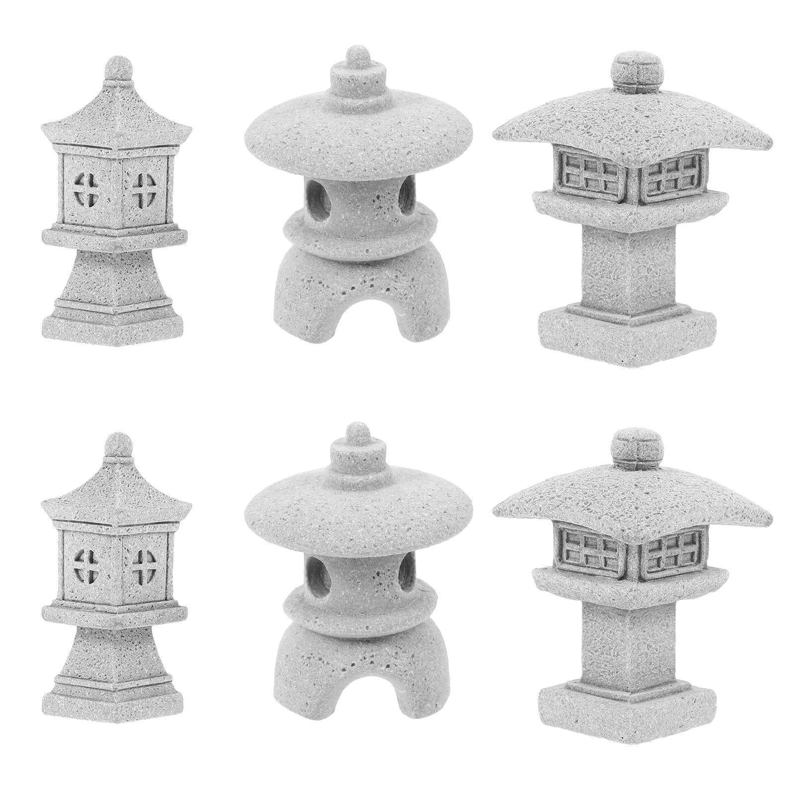 Miniature Stone Pagoda Lanterns Set of 6