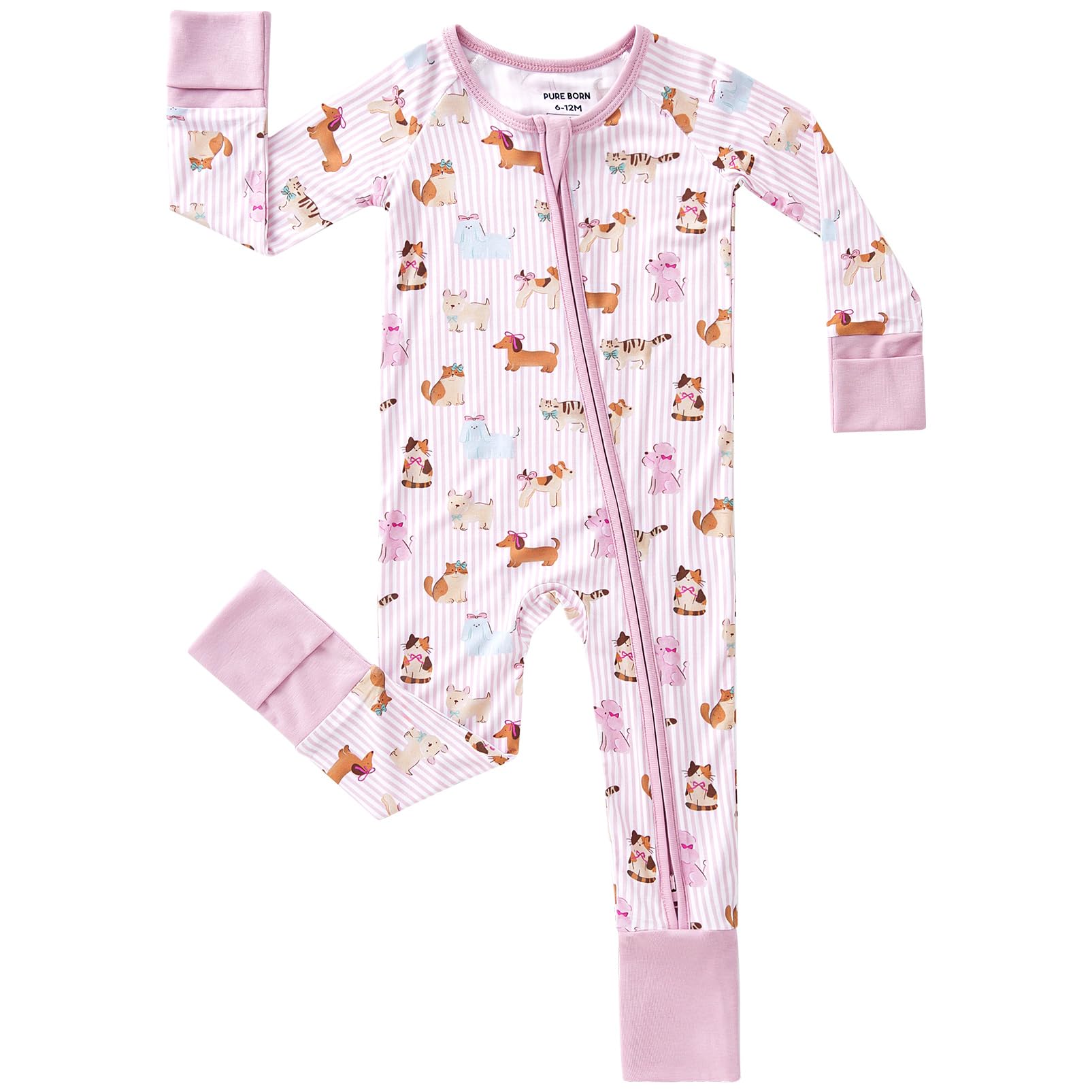 pureborn Baby Sleeper Viscose from Bamboo Zipper Footies Pjs 0-24 Months