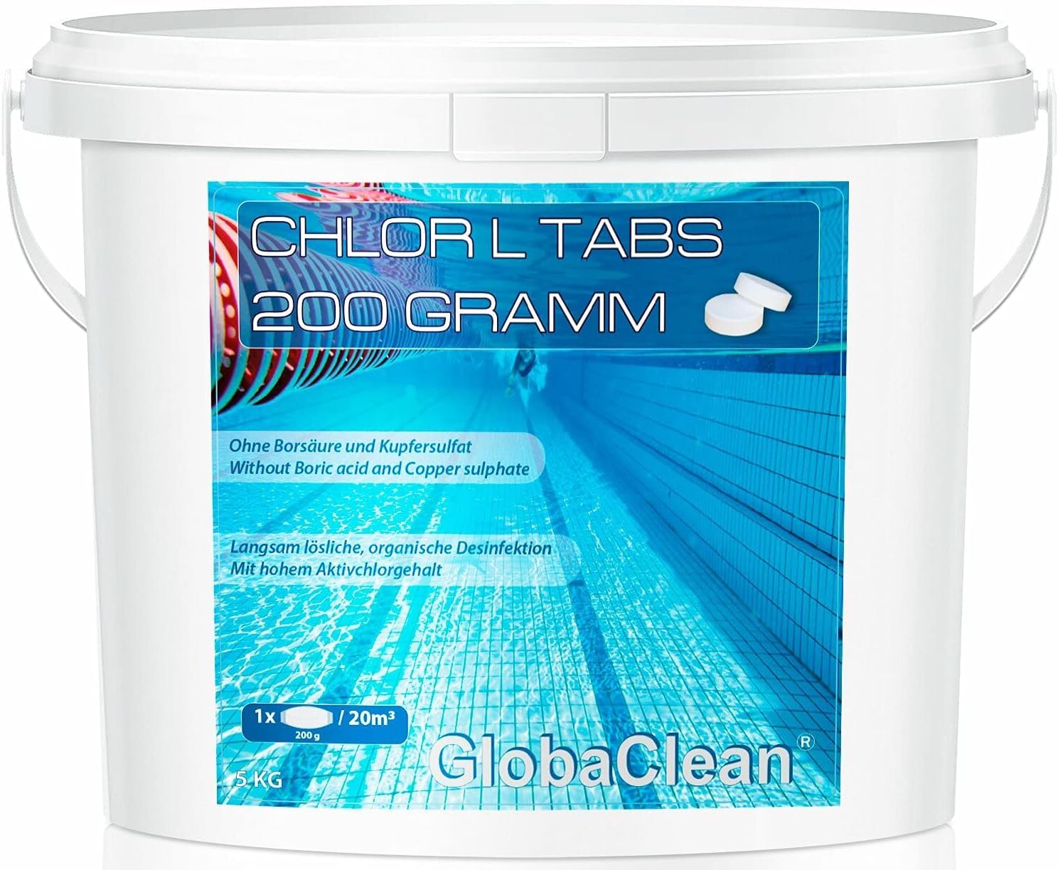 Chlortabletten für Pool ohne Flockungsmittel - Langsamlöslich – Chlor L Tabs 200g – 5kg
