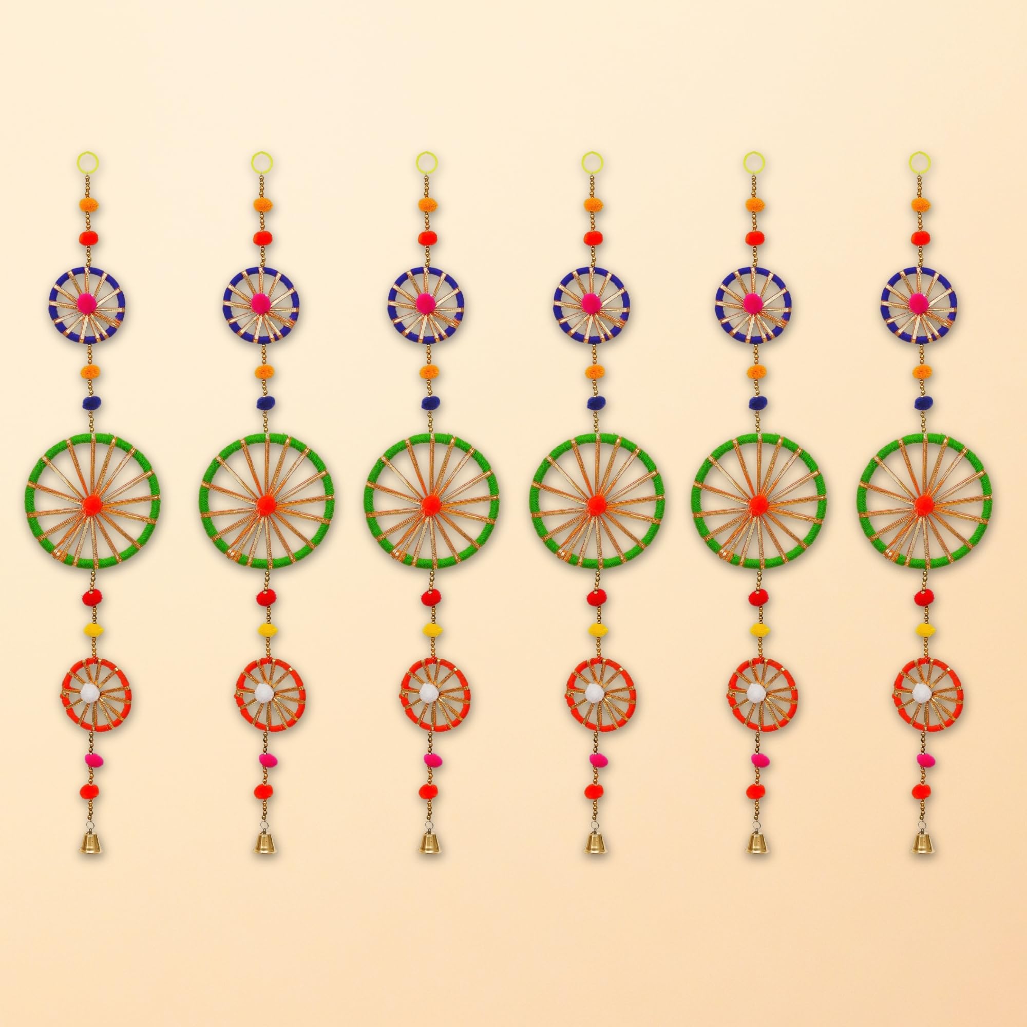 eCraftIndia Multicolor Rings with Pom-Pom Tassels Bell Hangings (Pack of 6) Toran for Home Decor - Haldi Mehandi Wedding and Diwali Decoration Items. (B0DFCSHPD8) Amazon Price History, Amazon Price Tracker