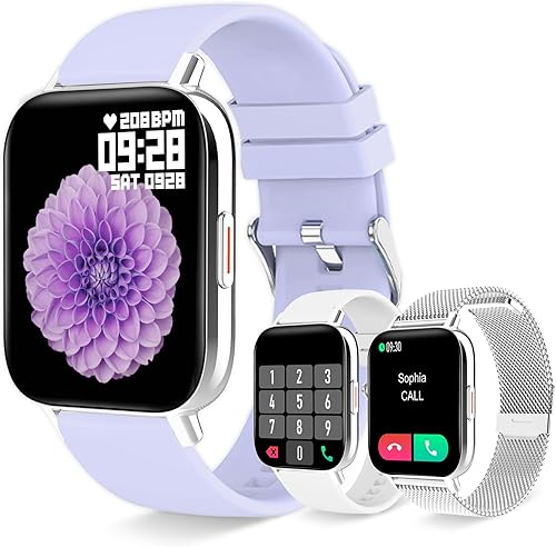 Erkwei Reloj inteligente para mujer responder llamadamarco Reloj inteligente impermeable para teléfonos Android iOS de 17 pulgadas rastreador de