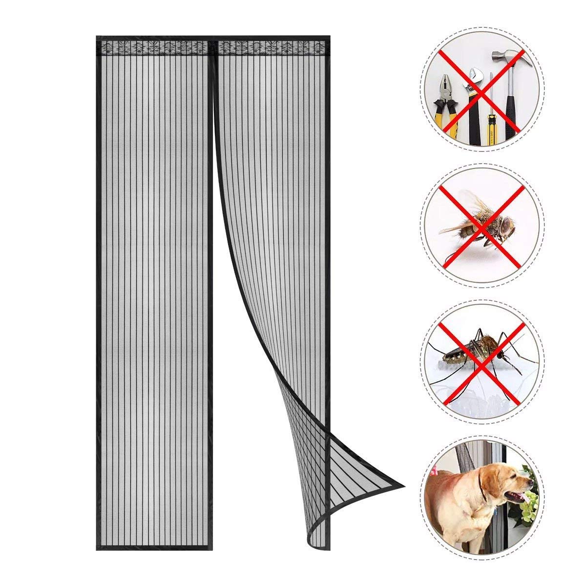 GOUDU Fliegengitter Tür – 105 X 240 Cm, Magnet-Verschluss, Ohne Bohren (Klebemontage)