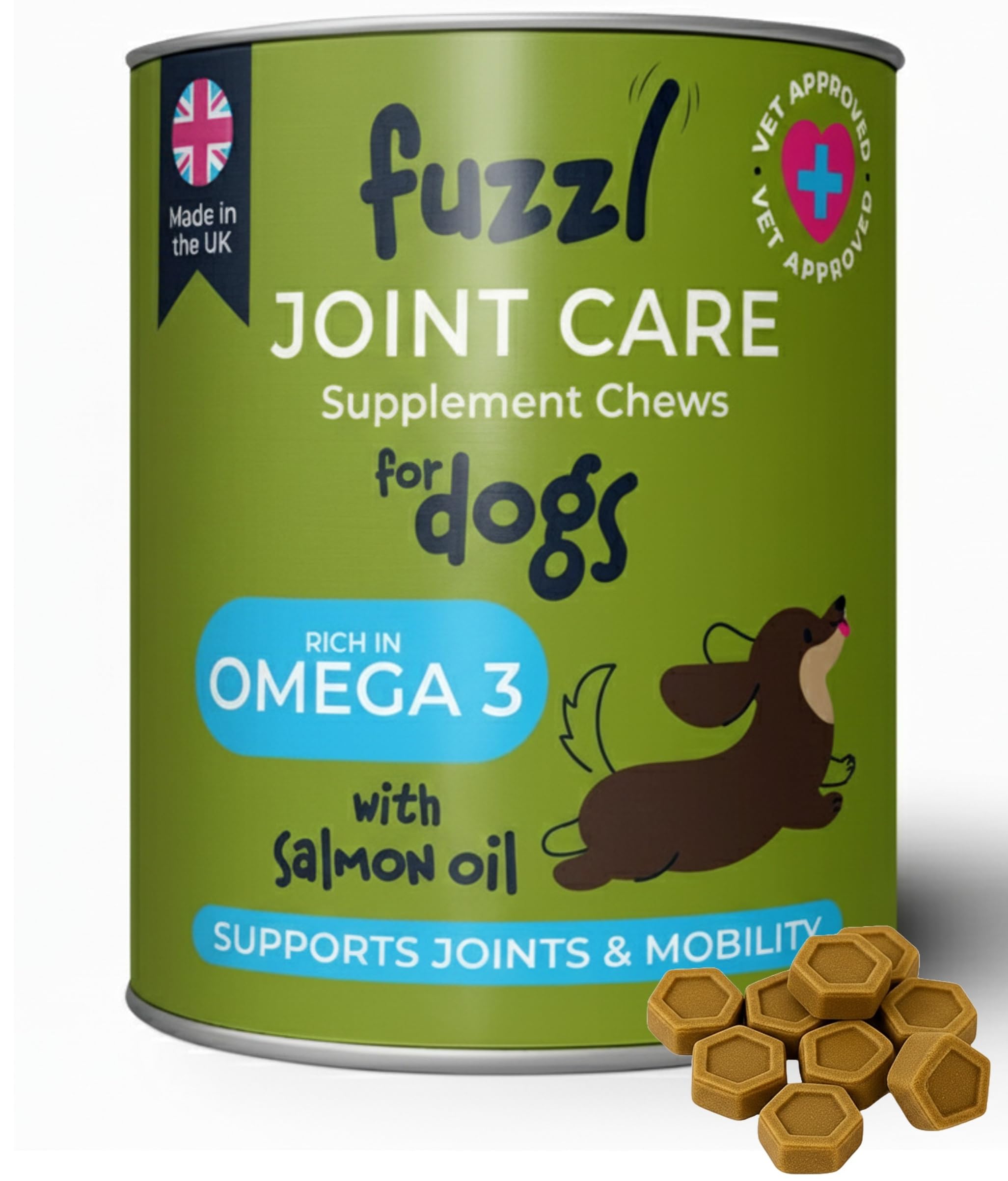 Fuzzl Joint Care Supplement Chews Max Strength, Hip and Joint Aid with Glucosamine for All Dogs including Senior Dogs