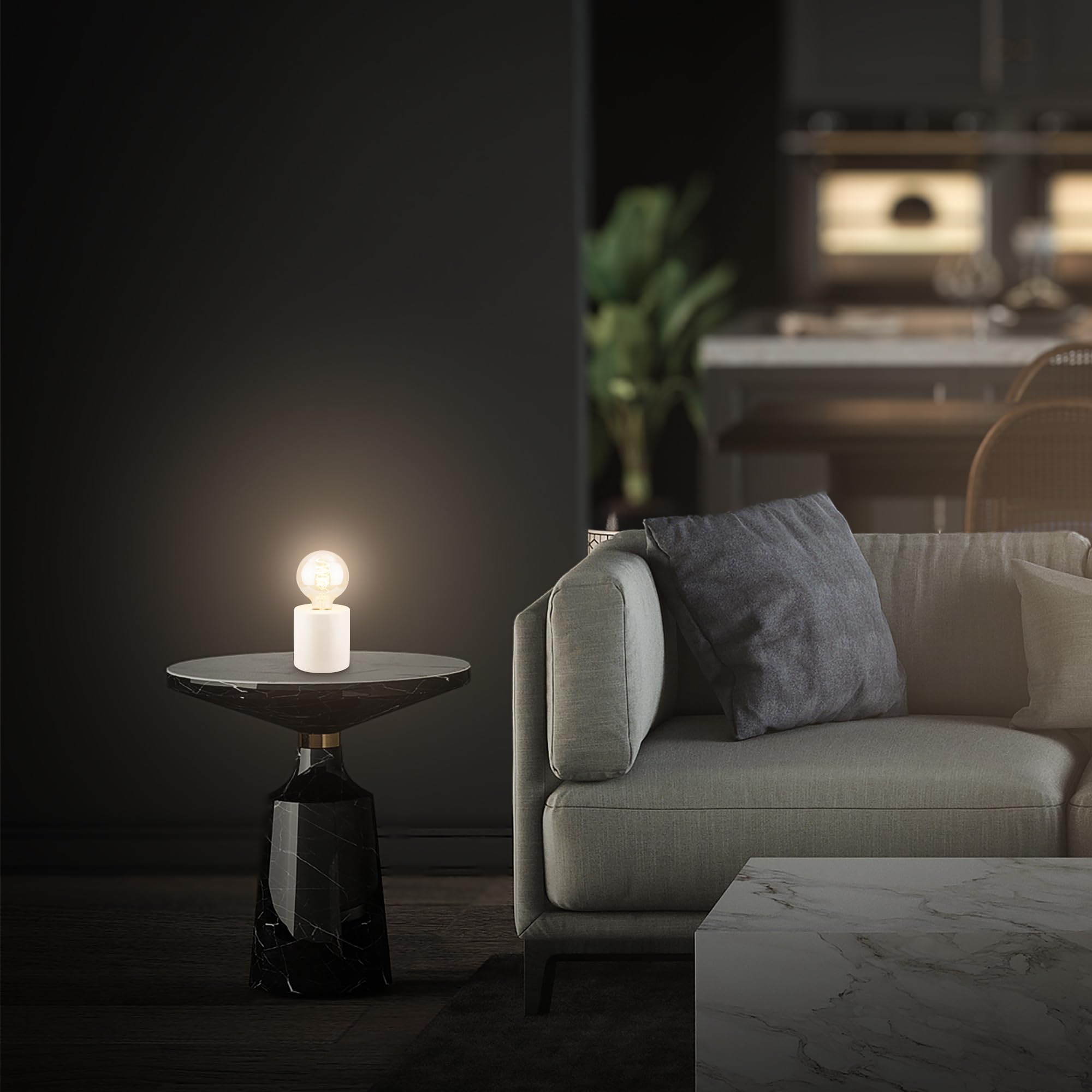 BRILONER - Lampa stołowa z przełącznikiem kablowym, ceramiczna podstawa, E27, maks. 10 W, lampka nocna, lampka, lampa biurowa, lampka do czytania, 10 x 10,3 cm, stara biel