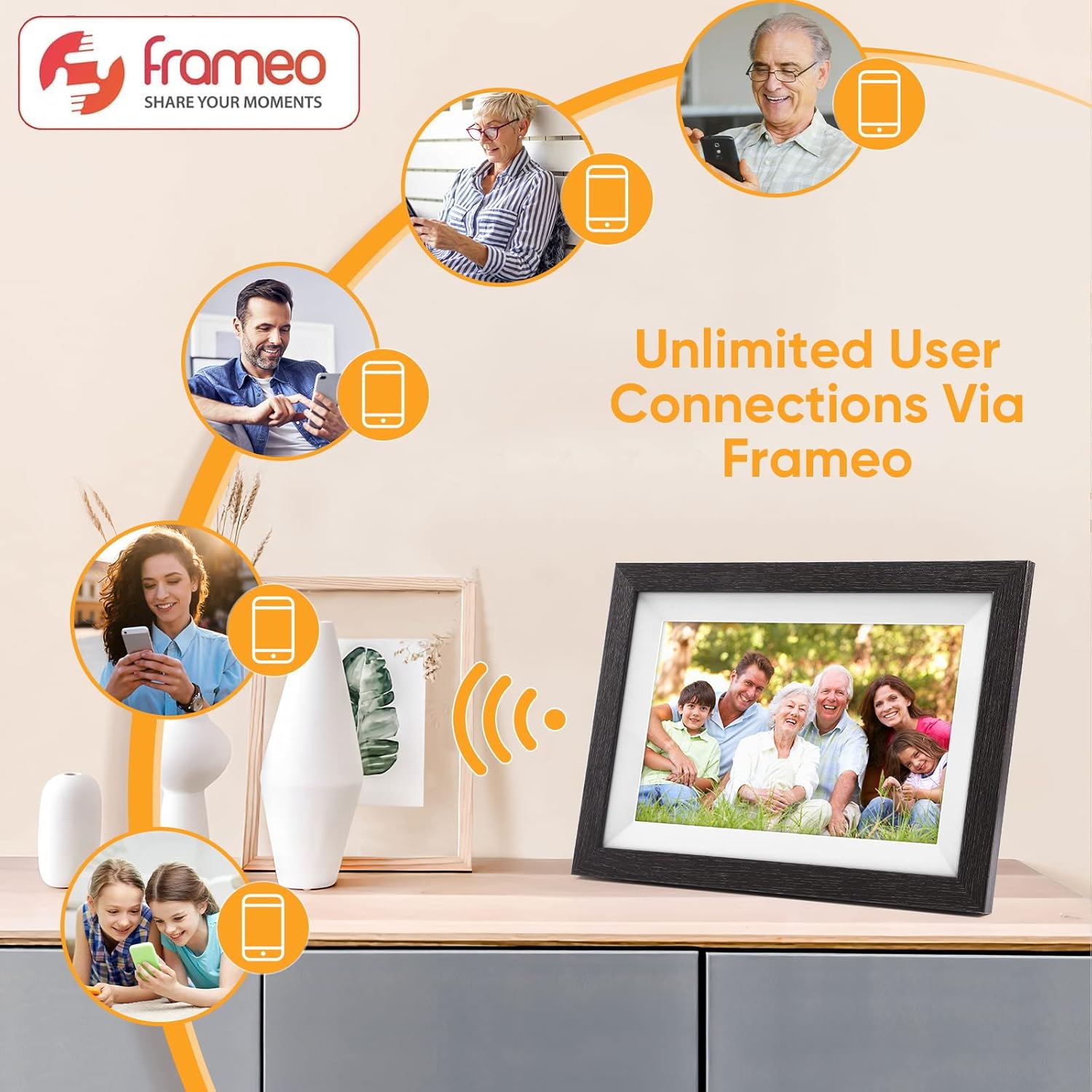 Frameo 32GB Digital Picture Frame 10.1 inch Smart WiFi Digital Photo Frames 1280x800 IPS HD Touch Screen Auto-Rotate Share Pictures Videos from Phone Via Frameo App Gifts for Mon Father Women
