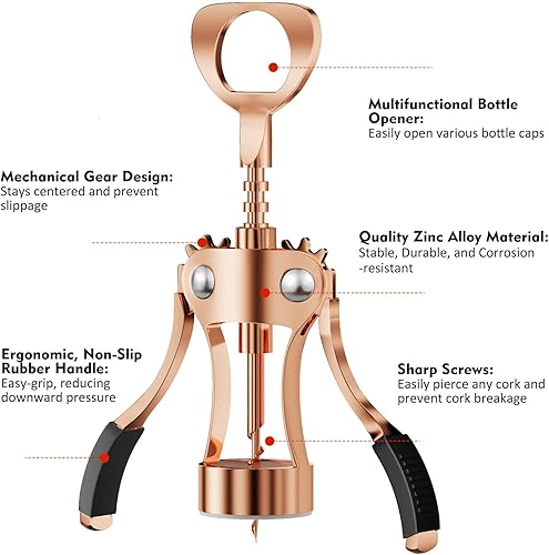 Miniatura 26 de KORCCI Abridor de vino, sacacorchos de aleación de zinc resistente, abrebotellas de cerveza de alta calidad, accesorios multifuncionales para vino