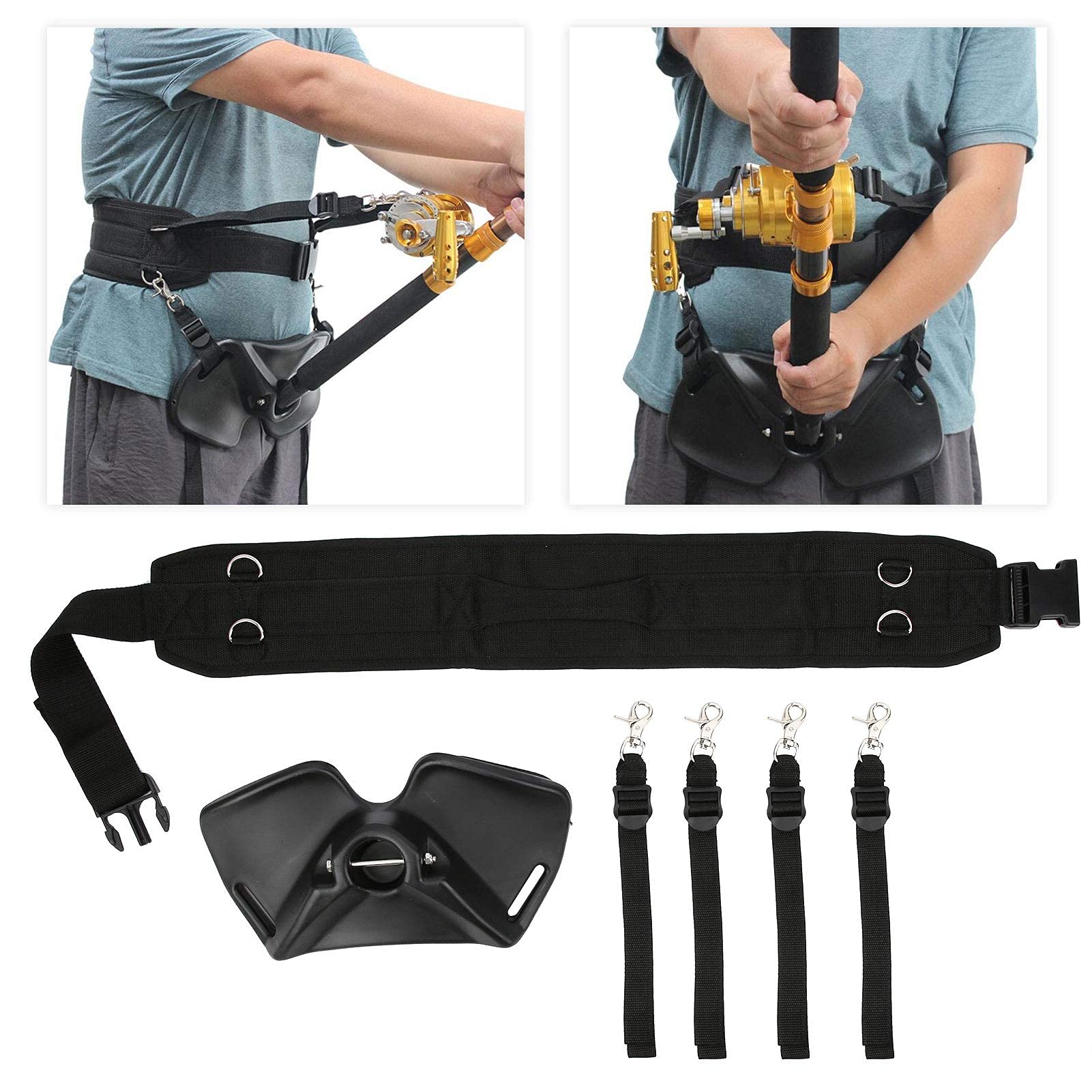 Alomejor Cinturón de Soporte Lumbar Ajustable para Pesca y Actividades al Aire - Accesorio Ergonómico con Refuerzo en la Espalda Baja, Ideal para Pescadores y Deportistas