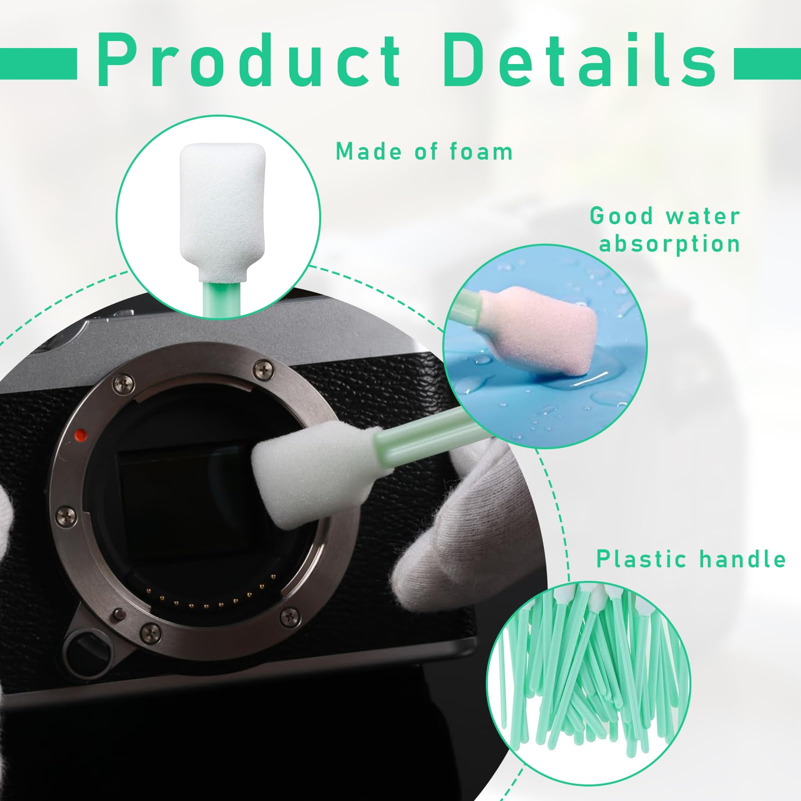 50 Pcs Bastoncillos Oidos,Bastoncillos,Almohadillas De Espuma Multipropósito, Limpieza De Espuma, Punta De Espuma De Limpieza De Esponja Palos, Para Lente De Cámara De Equipo Electrónico
