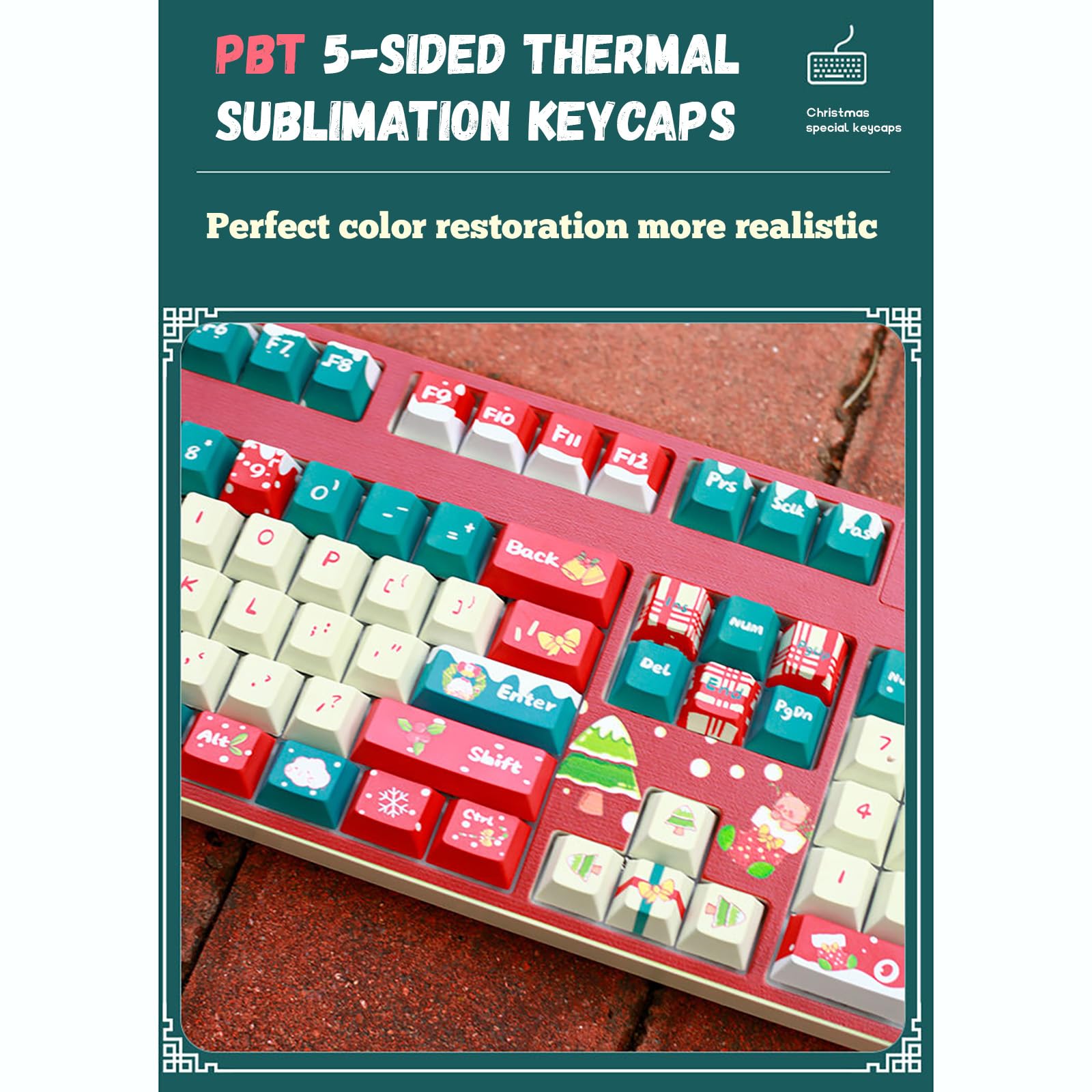 PBT Keycaps,Christmas Theme Keycaps,Cute keycaps,custom keyboard for 61/87/104/108 Mechanical Keyboards,Prezenty świąteczne,Only Keycaps,Original-138 keycaps