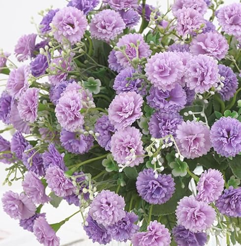 Miniatura 3 de TBUY Rose - 5 flores artificiales de clavel pequeñas a granel con tallos de seda, flores de clavel de seda para decoración al aire libre, boda,