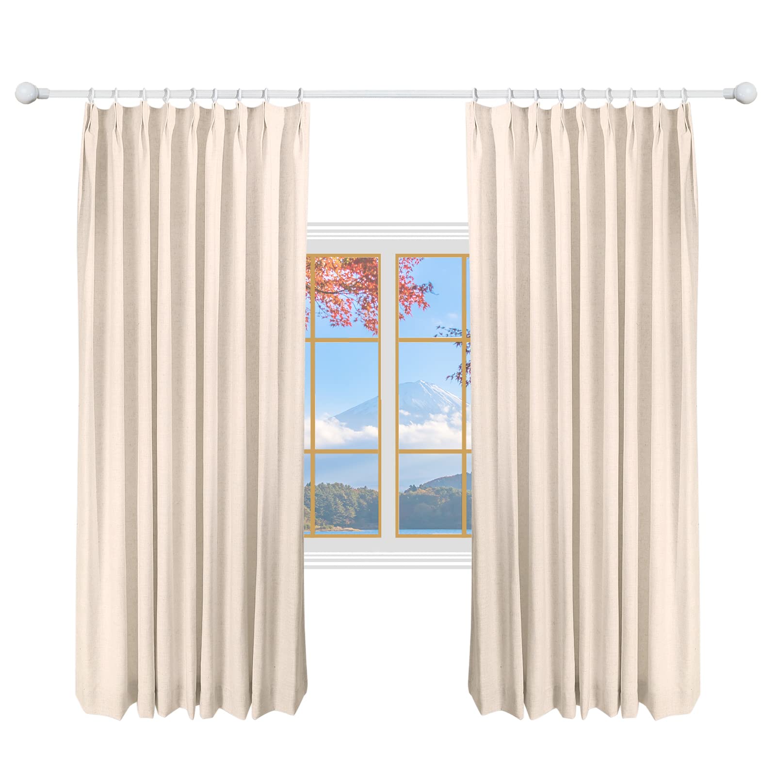 Amazon｜DotheDrape幅52 x 長さ92インチ ピンチプリーツ 遮光ドレープ
