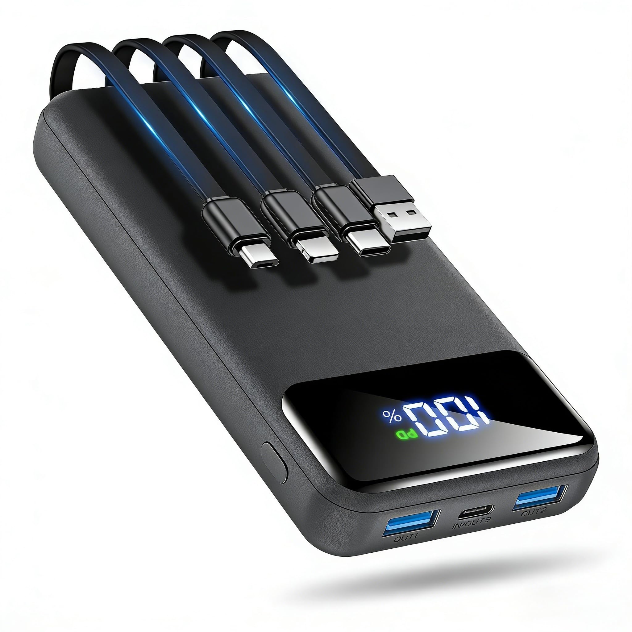 Portable Charger Power Bank 50000mAh Battery Pack, 22.5W Fast Charging PowerBank with Built in Cables,Travel Camping Essential USB-C Portable Phone Charger for iPhone Samsung Pixel Android iPad