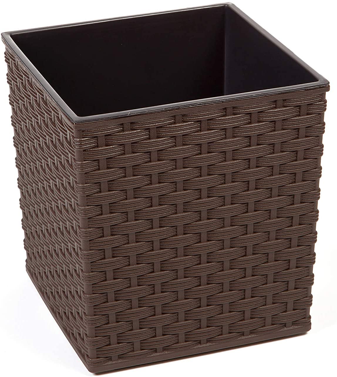 Gordanluk Low Flowerpot Rattan Designed Flowerpot with removable liner large plant pots indoor large plant pots outdoor plant pot flower pots (Brown, 19 x 19.5 cm)