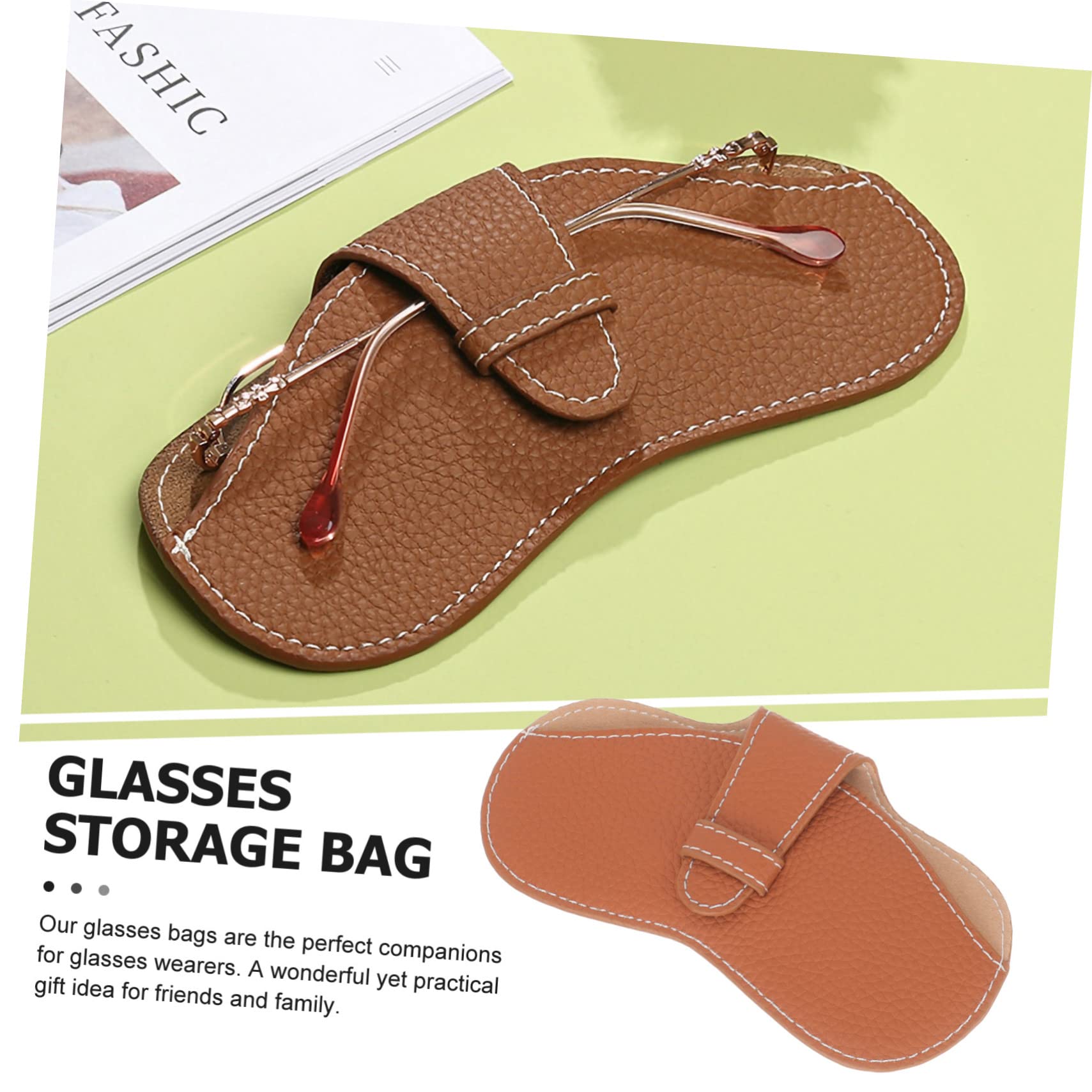 Ipetboom borsa per occhiali Astuccio custodia per occhiali sottile viaggio anti sunglasses borsetta custodia per occhiali portatile manicotto protettivo per occhiali pelle Brown