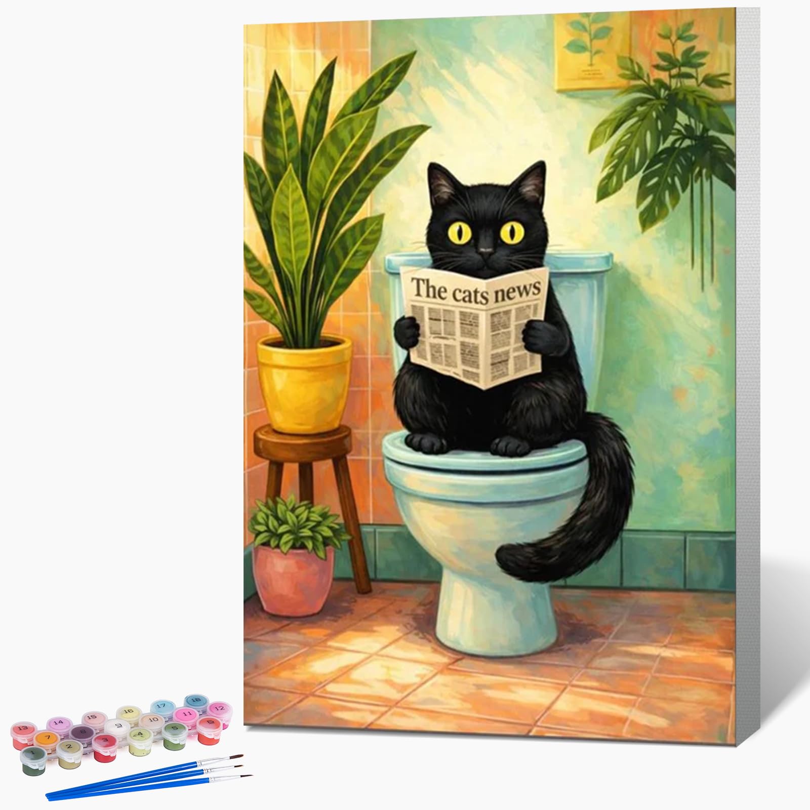 Querencia Black Cat Paint by Numbers for Adults with Frame 8X12 in