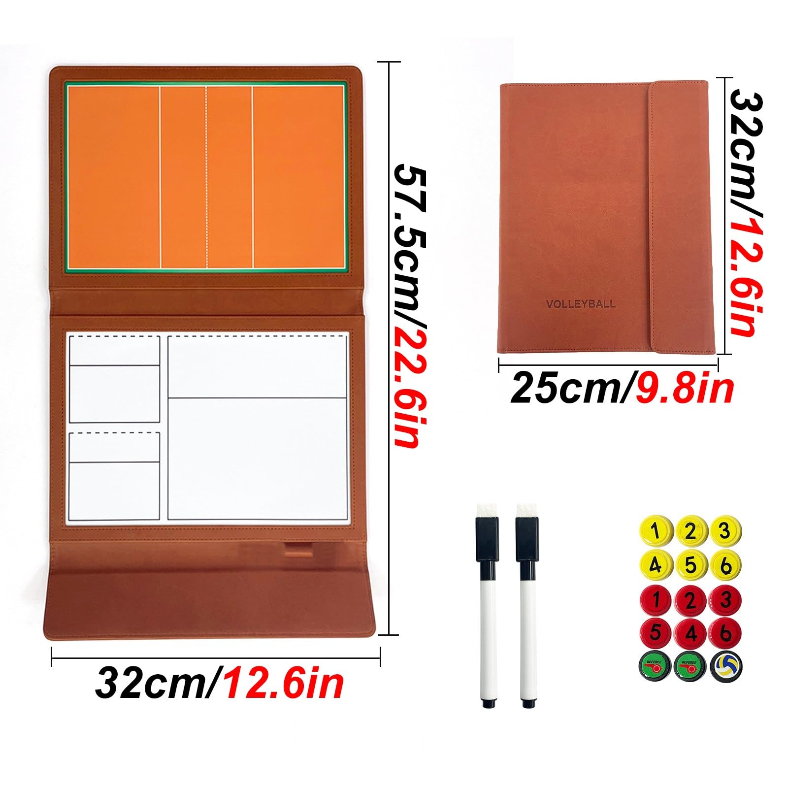 Lavagna Tattica Pallavolo Volley, Cartellina Tattica Magnetica Pallavolo, Include Penna e Pezzi Degli Scacchi Magnetici, Design Pieghevole, per l'insegnamento