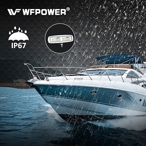 Miniatura 16 de WFPOWER Paquete de 2 luces para barco, color azul y blanco, 2 modos, focos marinos LED, impermeables, de 6 pulgadas, luz de inundación para muelle