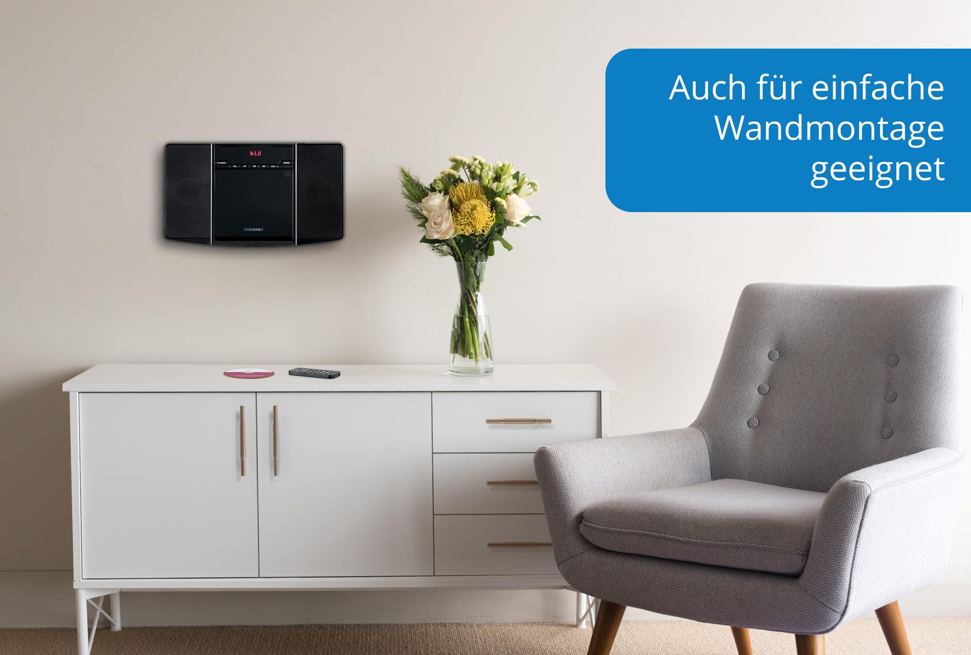 MCD-60 Vertikal Stereoanlage mit CD/MP3-Player, USB-Slot und Bluetooth - Retoure (Zustand: gut)