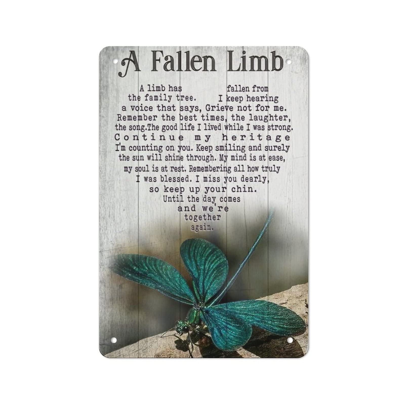 DJNGN Dragonfly A Fallen Limb Vintage Metal Sign Retro Tin Sign Wall Art Decor Novelty Poster Plaque Metal Plate for Bar Cafe Man Cave Home Decor,Gift Ideas