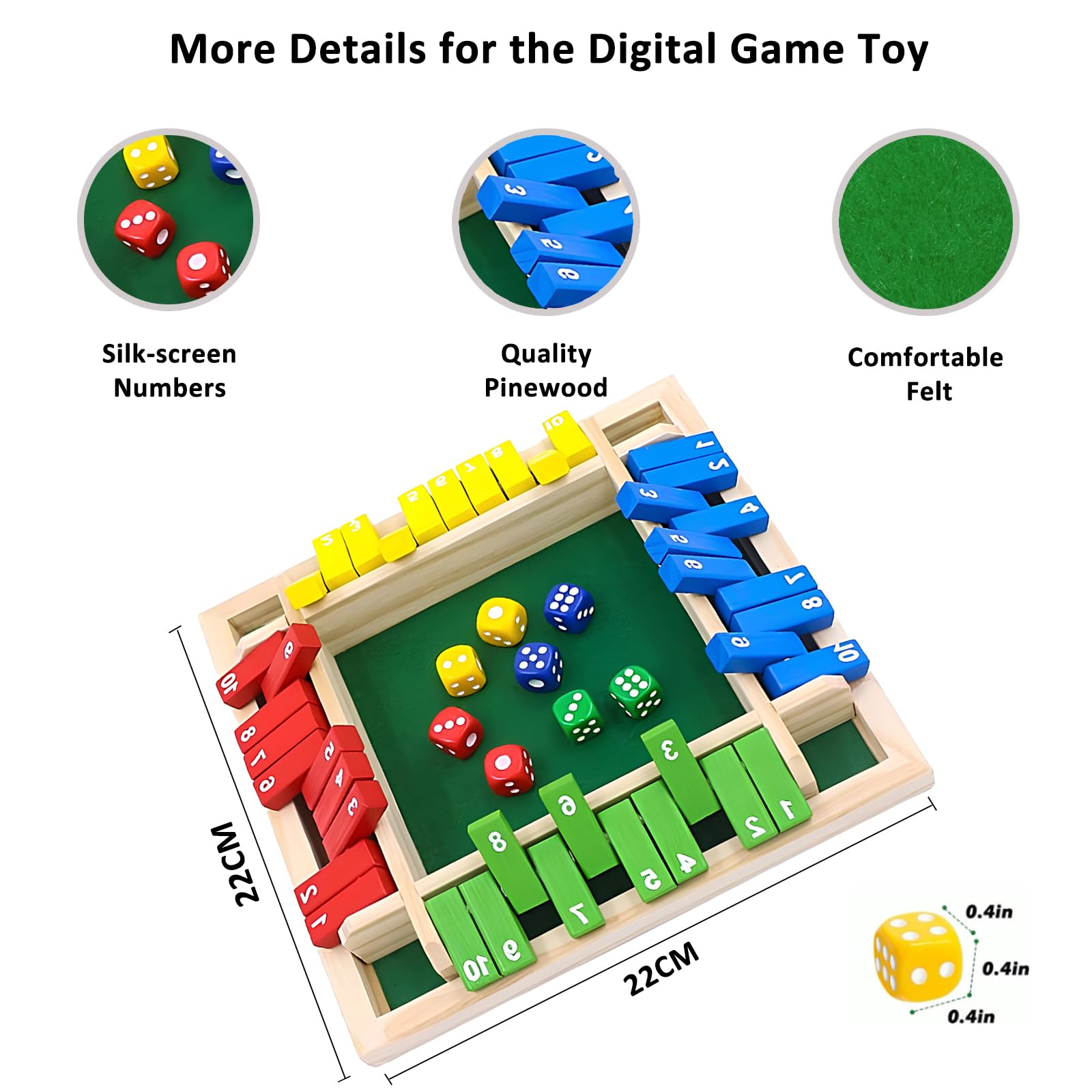 Shut The Box 2-4 Giocatori Giochi da Tavolo,Gioco da Tavolo in Legno con 8 Dadi,Giochi di Matematica,Classico Gioco da Tavolo,Gioco di Matematica per Bambini e Adulti