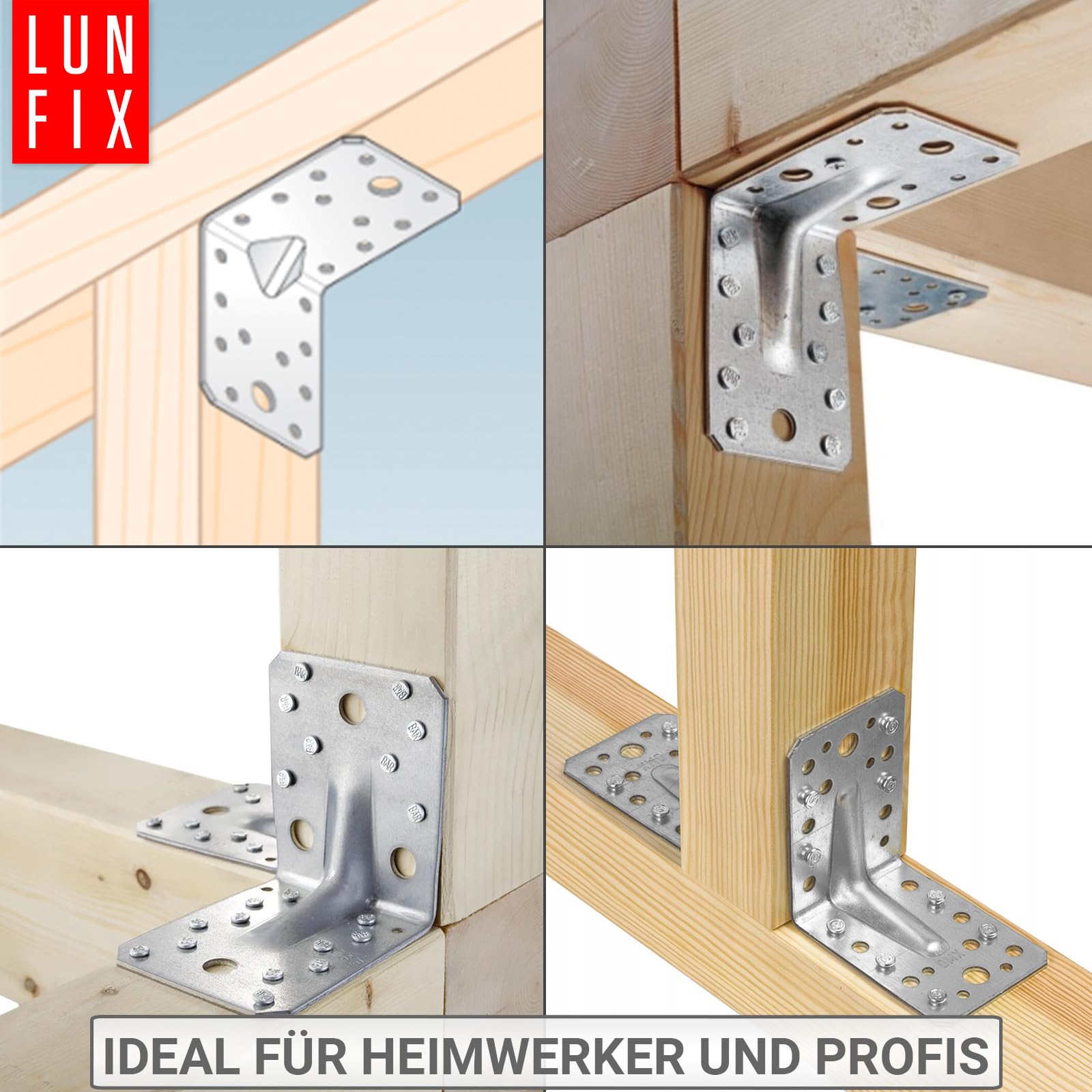 Lun Fix Staffe angolari 70x70x55 mm 20 szt. ocynkowane 1,5 mm 90°