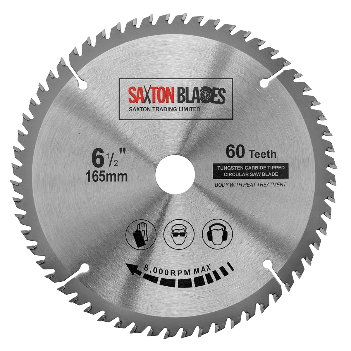 Saxton TCT Circular Wood Saw Blade 165mm x 20mm (16mm Ring) x 60 Teeth Compatible with Bosch Makita etc