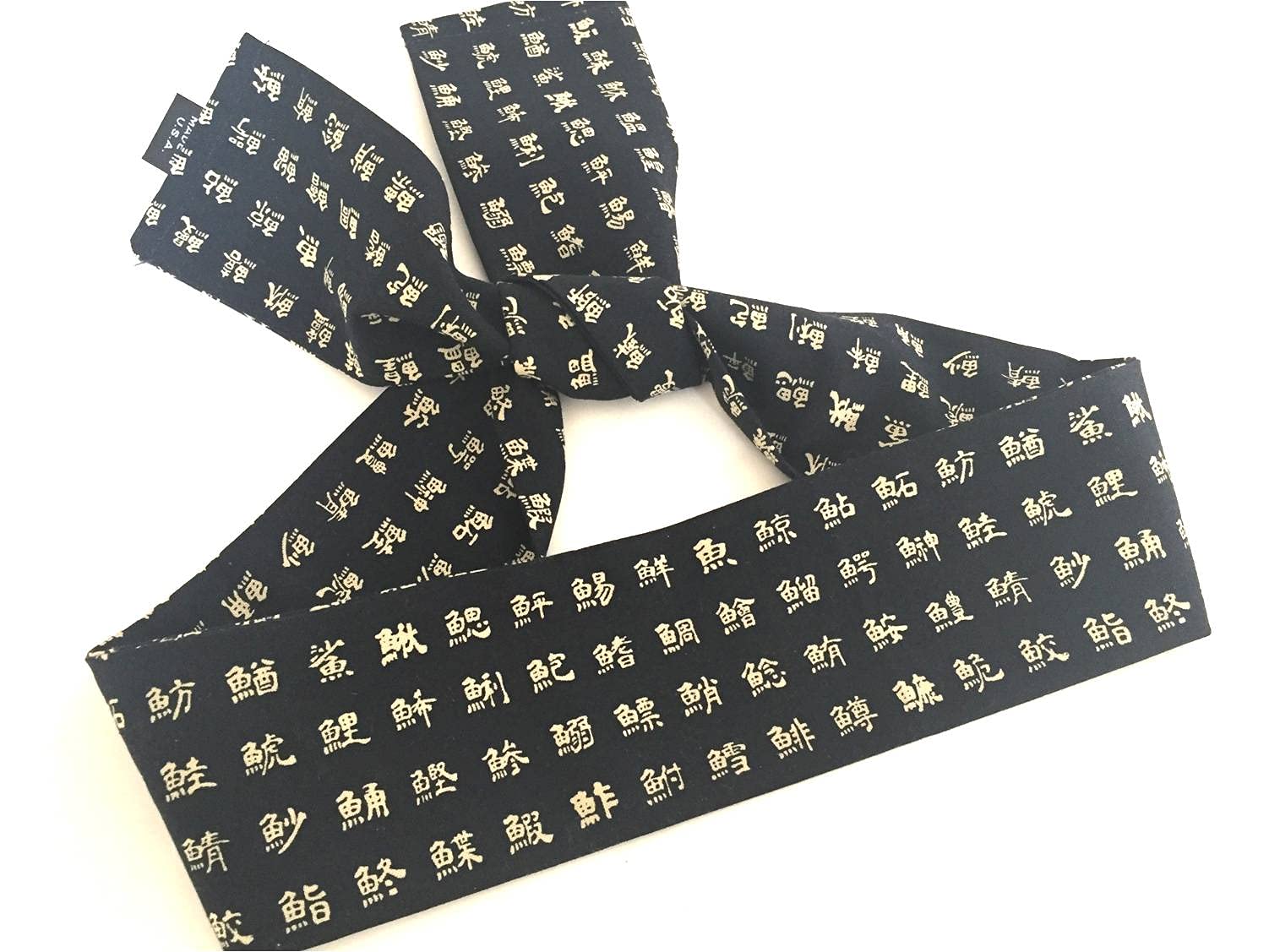 kumi Hachimaki Headband 36"L KANJI Fish Sushi Chief, Sports/Cotton Navy Blue-picture-10