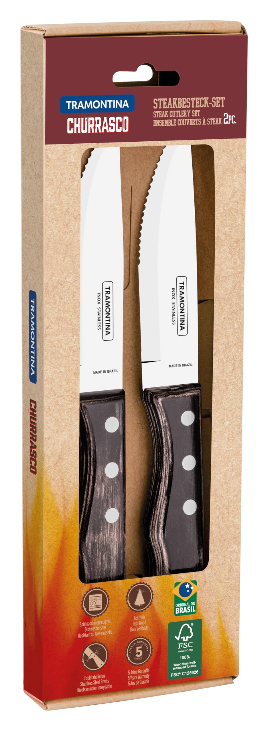 Tramontina Churrasco 2-teiliges Steakmesserset 'Jumbo