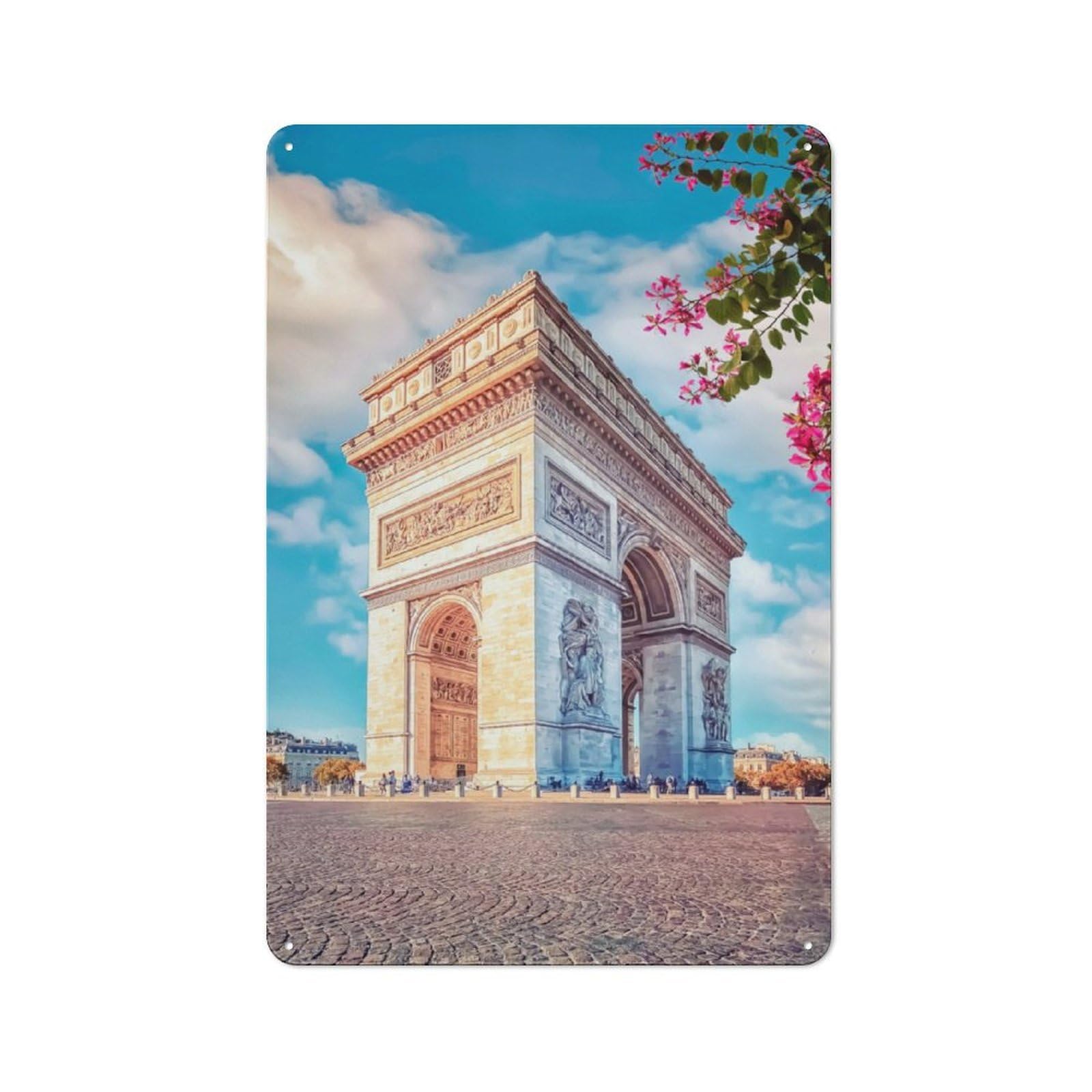 Junmoney Arc De Triomphe Printed Metal Sign 30X20cm For Living Room Or Hallway, Suited To Hallway Decor Fans