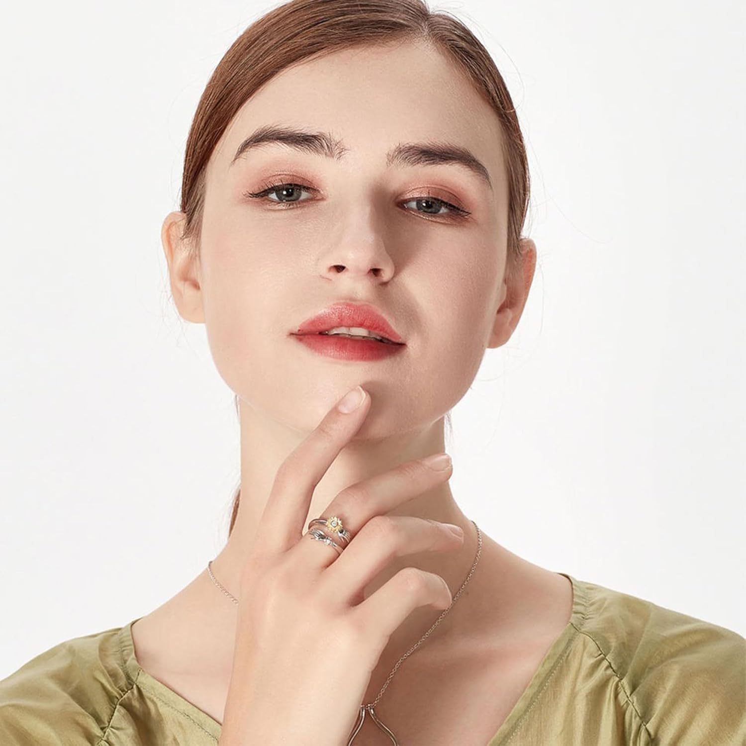 Yumikoo You Are My Sunshine Ring Anxiety Rings Spinner for Women Sterling Silver Fidget Sunflower Jewelry for Women - Image 2