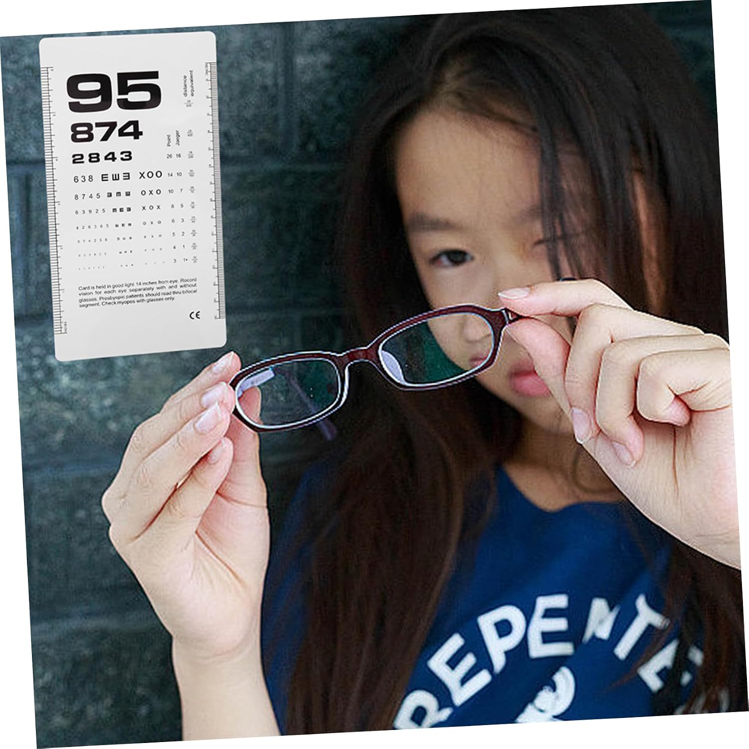 2pcs Waterproof Double-Sided PVC Visual Acuity Eye Chart for Adult and School Vision Tests, Portable Eye Exam Chart with Occluder and Pointer for Doctor Office and Home Use
