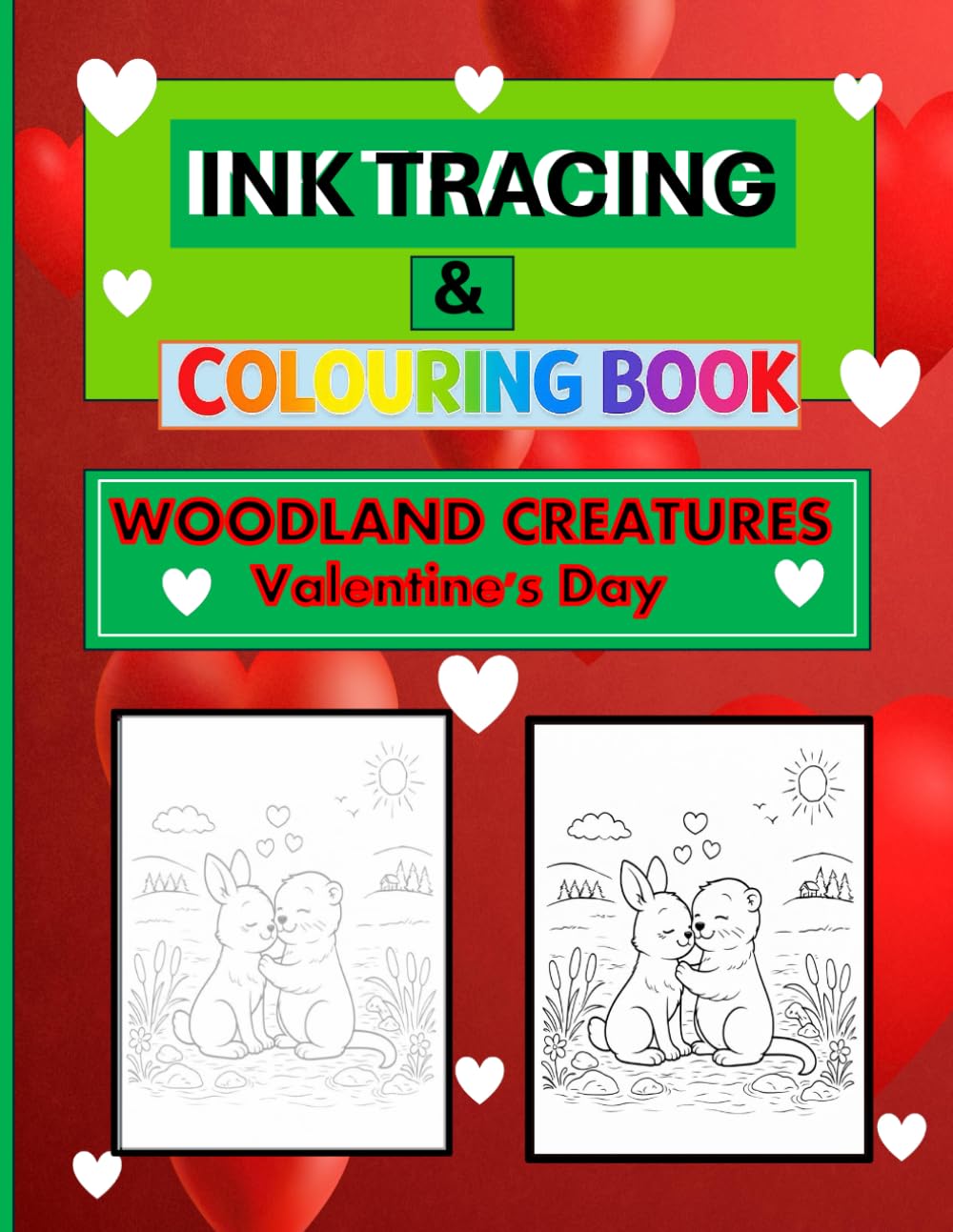 Ink Tracing & Colouring Book: Woodland Creatures Valentine's Day