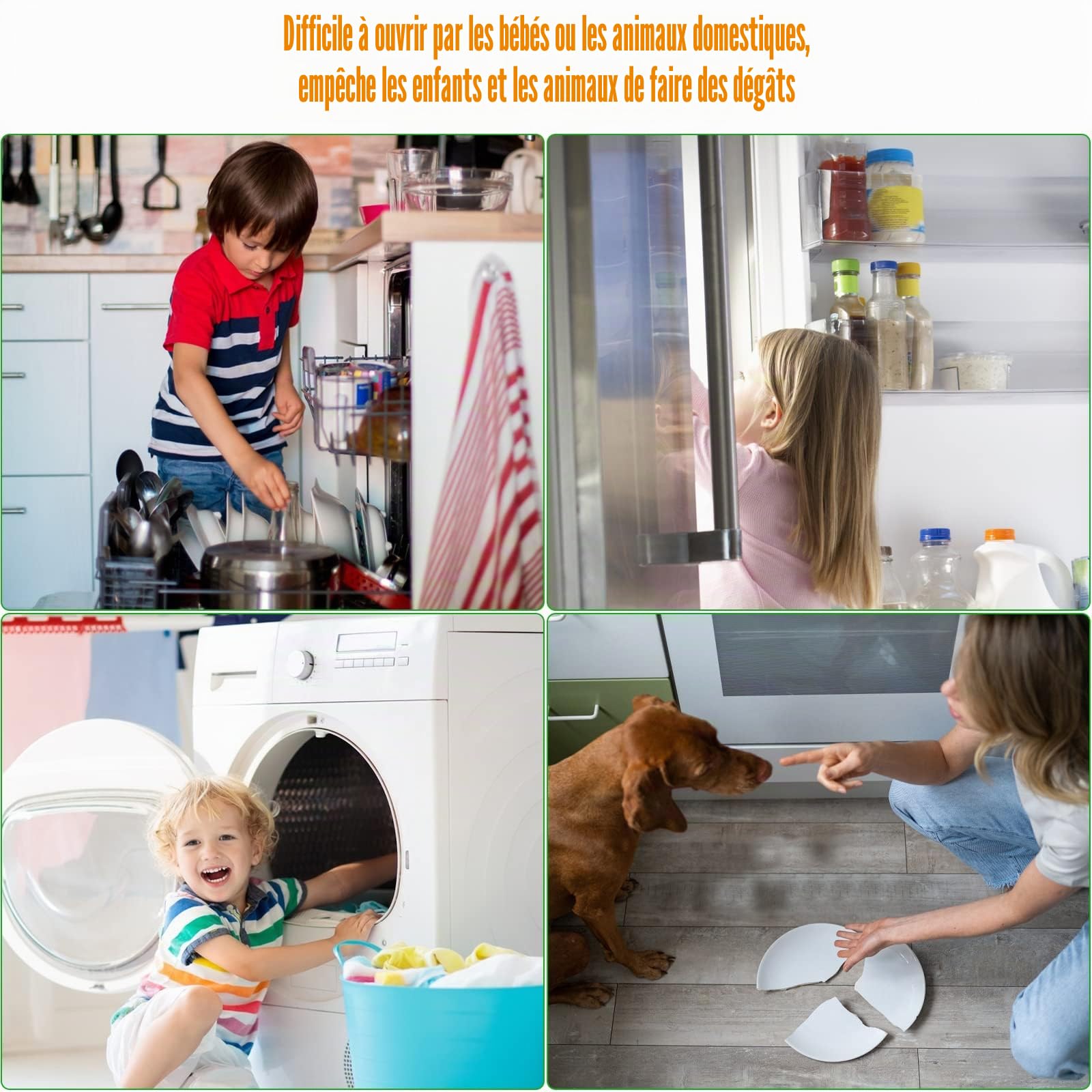 RUIJIE Bloc Porte Securite de Placard 4 Pièces Bebe , Sécurité Enfant Tiroir Armoires Verrous Cabinet , Protection Sécurite Domestique