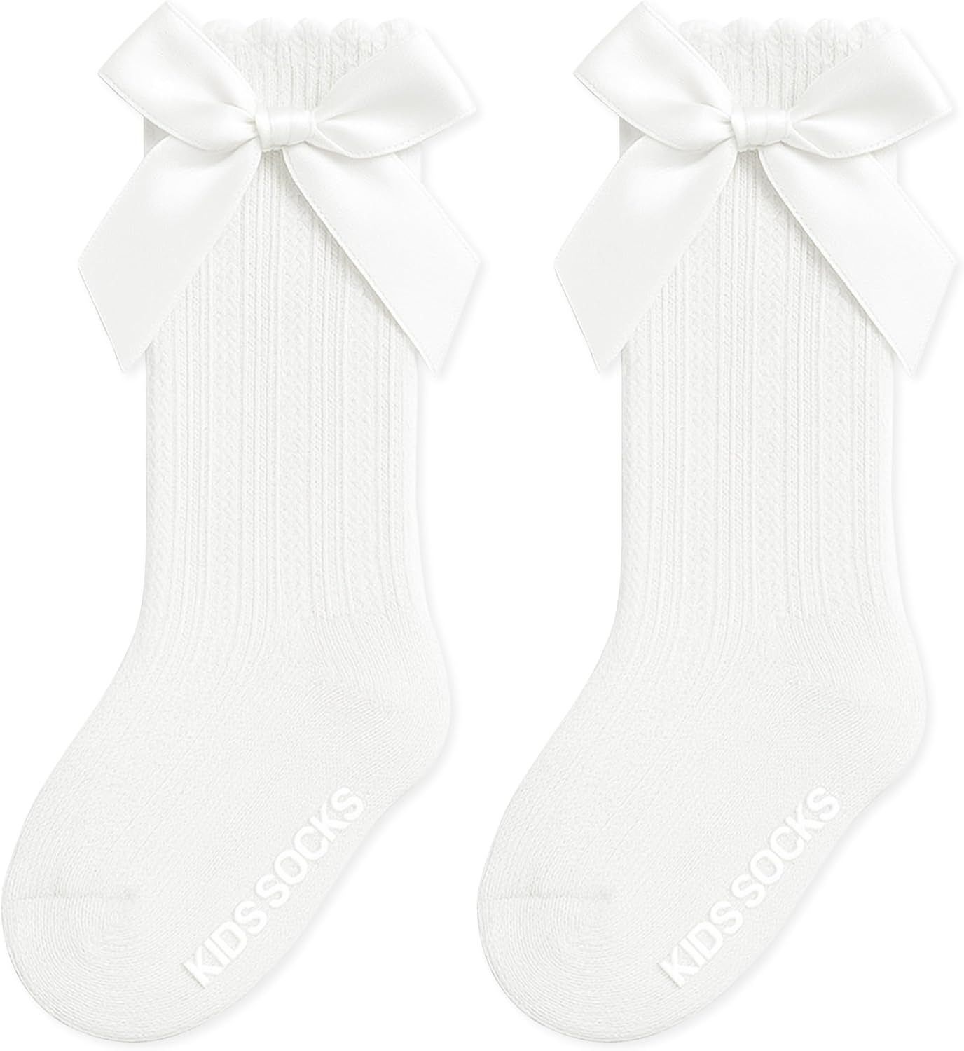 Baby Knee High Socks Non Slip Baby Girl Socks Cotton Bow Infant Stockings Ruffle Toddler Long Sock 0-12M/1-2Y