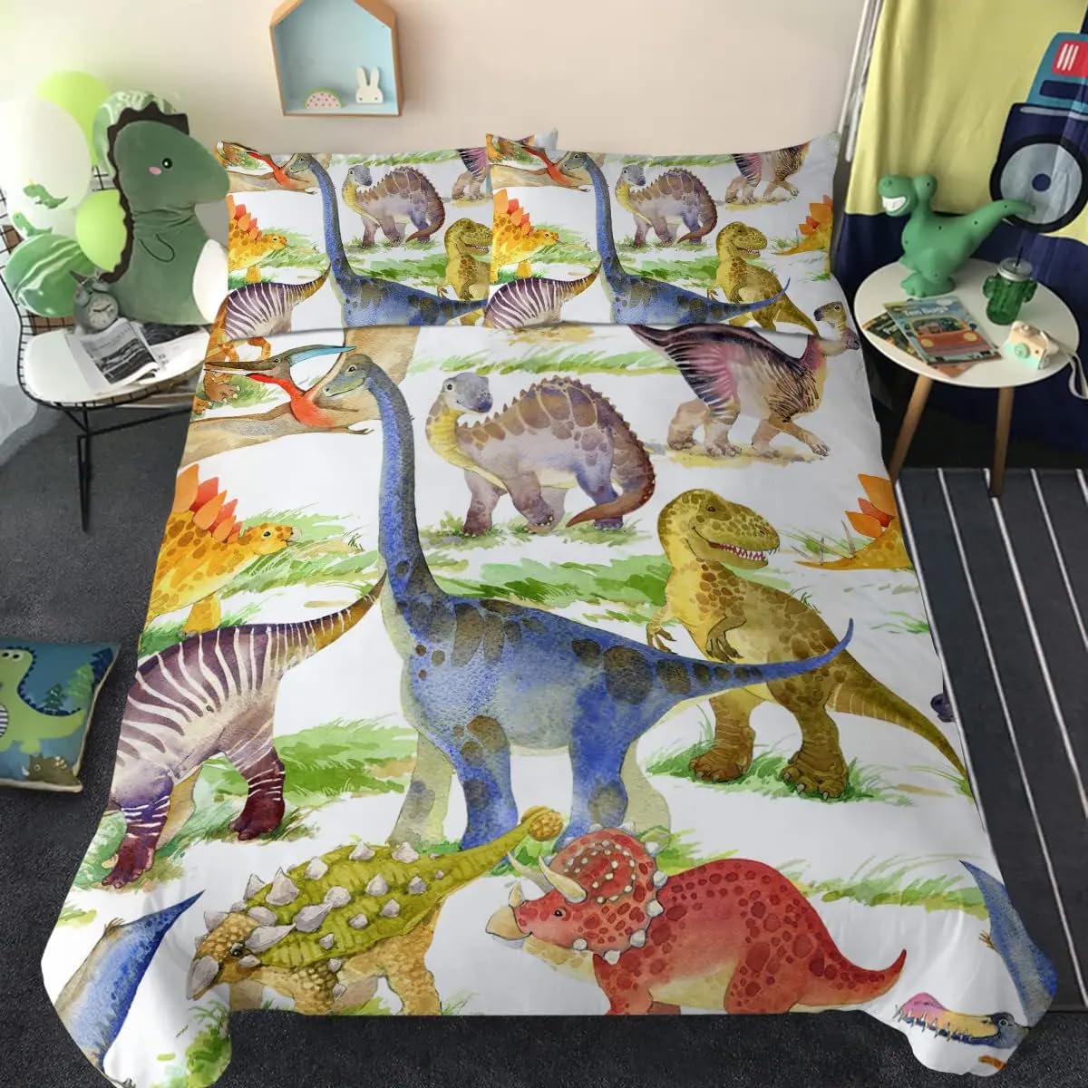 QBIDCSX Bedding Sets Single Dinosaur Bedding Sets Single Koala Duvet Cover 200x200cm with Zipper Closure, Hypoallergenic Quilt Cover with 2 Pillowcase for Boys Kids Girls