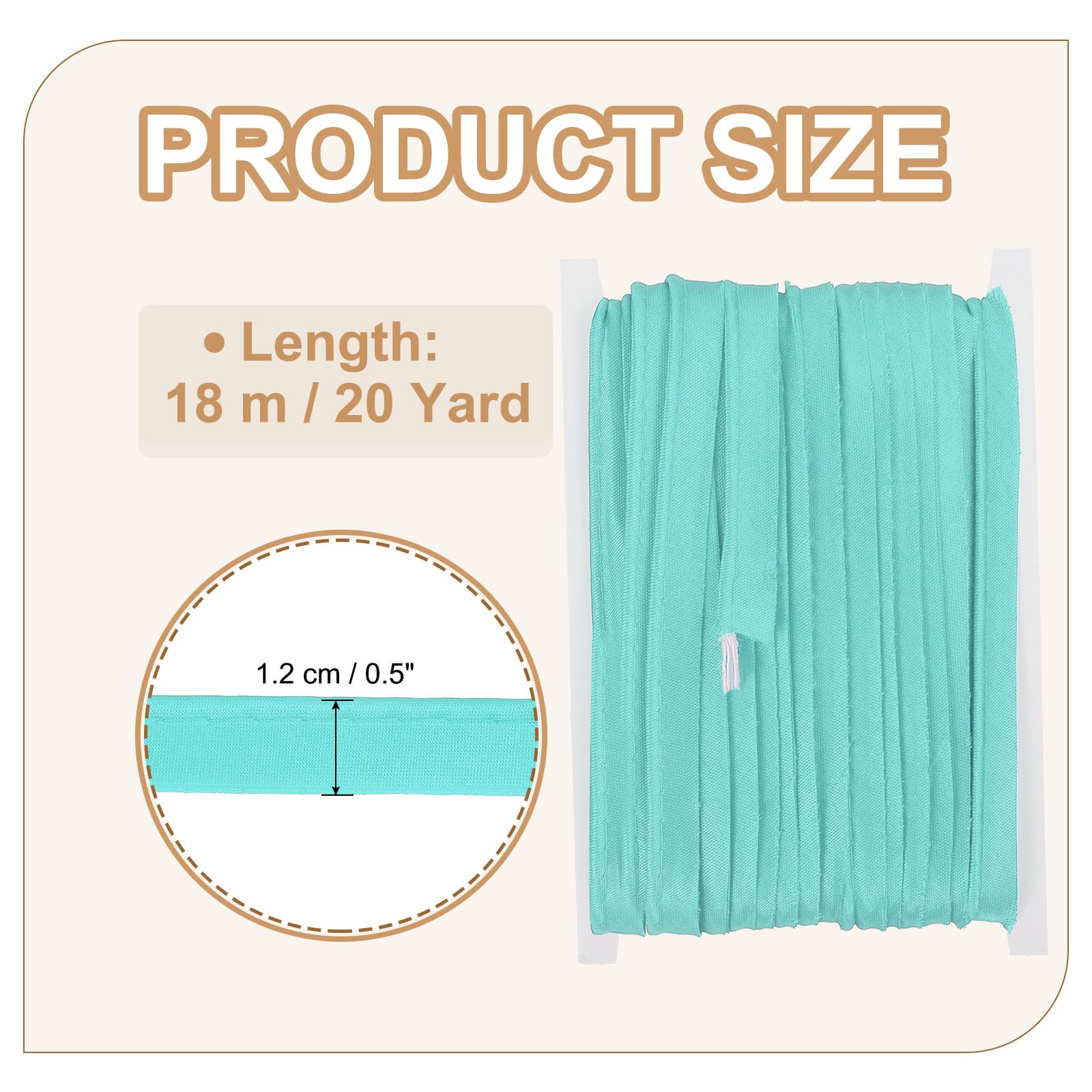 YELARXI Maxi Piping Bias Tape, 20 Yards Piping Trim with Cord Satin Binding Lip Cord Trim Fit for Sewing Garment Webbing Trimming Crafts Decorating - (Bright Blue) - Image 2
