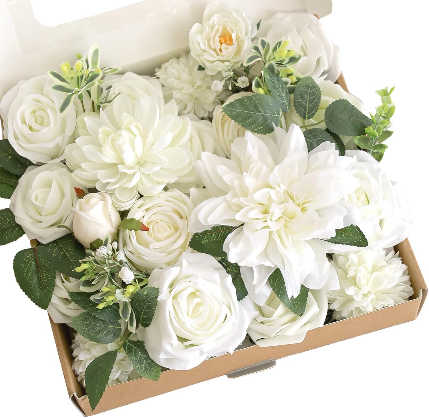 Lookein Artificial Flowers for DIY Wedding Decoration Bridal Bouquet Table Centerpieces Flower Garland Wreaths Aisle Arch Flower Decoration Home Decor, Vibrant Ivory Vibrant Ivory 11\" x 10\" x 2.25\" INCOMPLETE SIMILAR ITEM