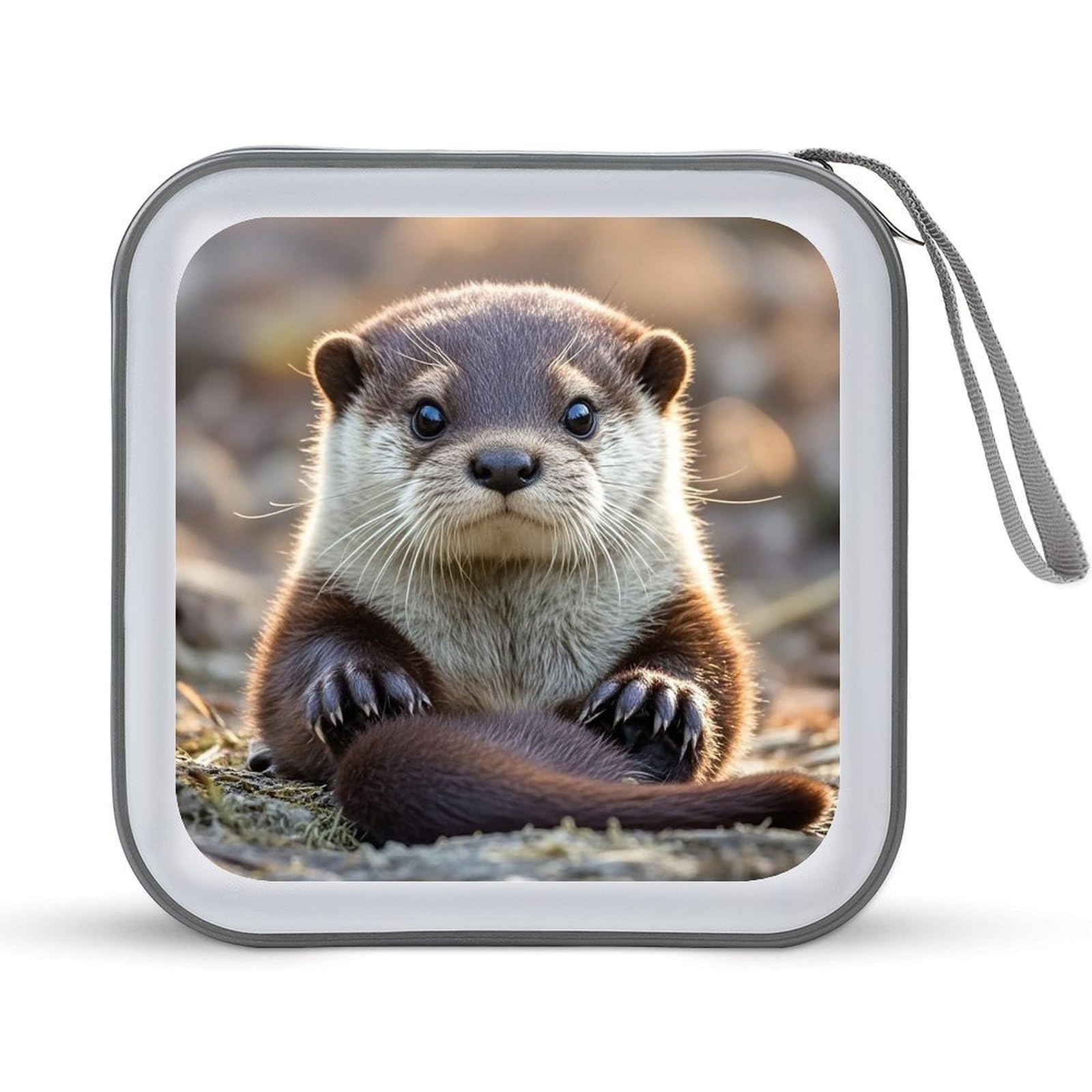 LZQPOEAS Cute Otter CD Case DVD Case Holder Wallet 40 Capacity Hard Plastic CD/DVD Portable Storage Binder Zipper DVD Disc Cases CD Storage Organizer Holder for Car Home Office