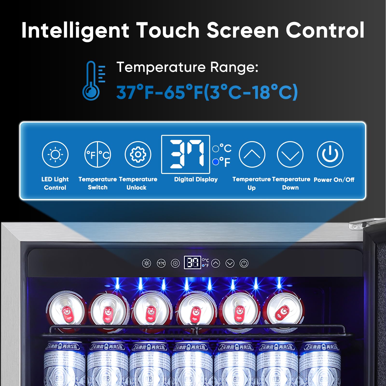 Mzavp 24 Inch Outdoor Beverage Refrigerator, Stainless Steel Beverage Fridge 180 Can Under Counter Built-In/Freestanding, Waterproof, Fast Cooling, Low Noise - Outdoor Refrigerator For Home And Patio on Fridge.com - View 2