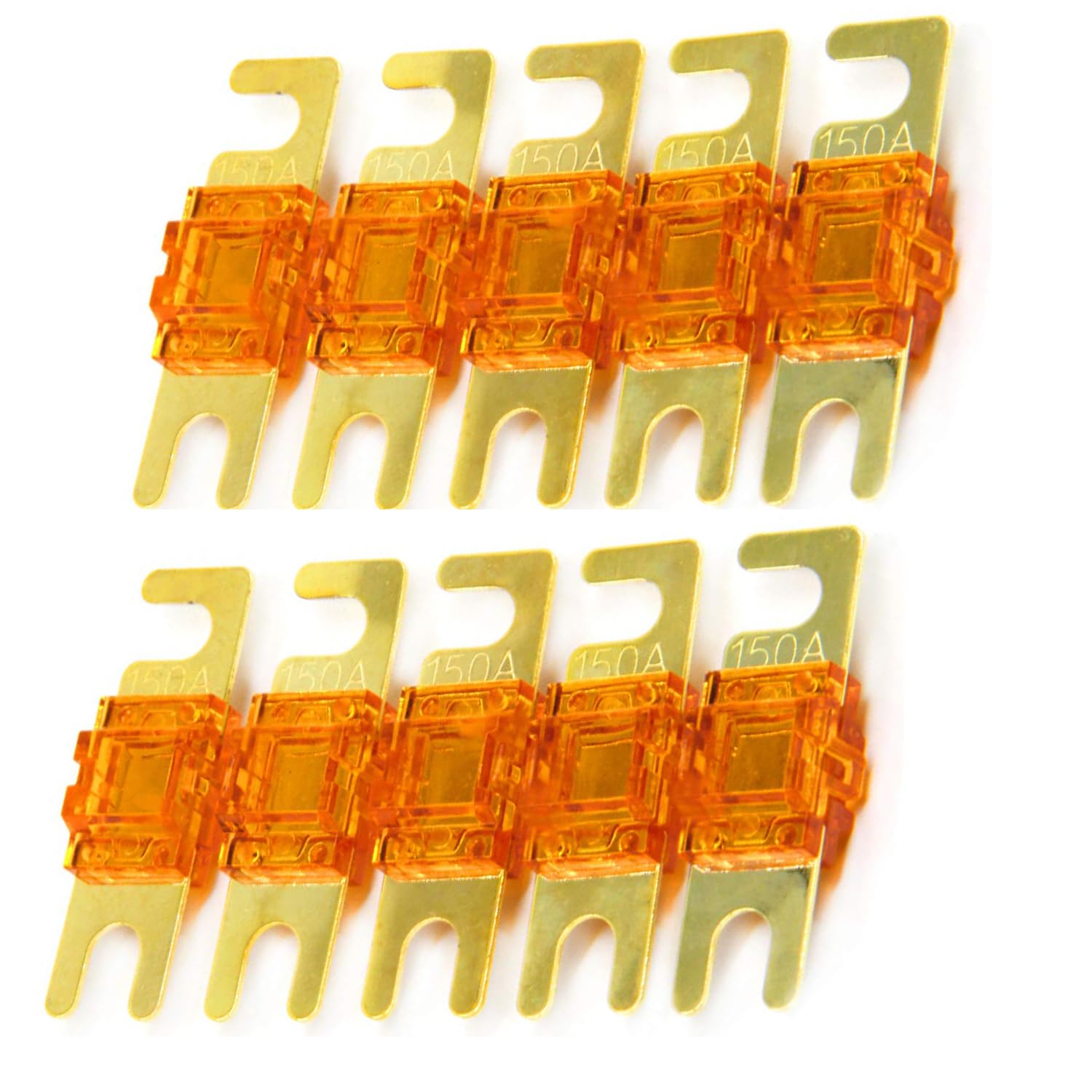 ZOOKOTO 10 Pack MANL ANL Fuse 20A 30A 40A 50A 60A 80A 100A 150A Mini ANL Fuse (Gold, 150A)