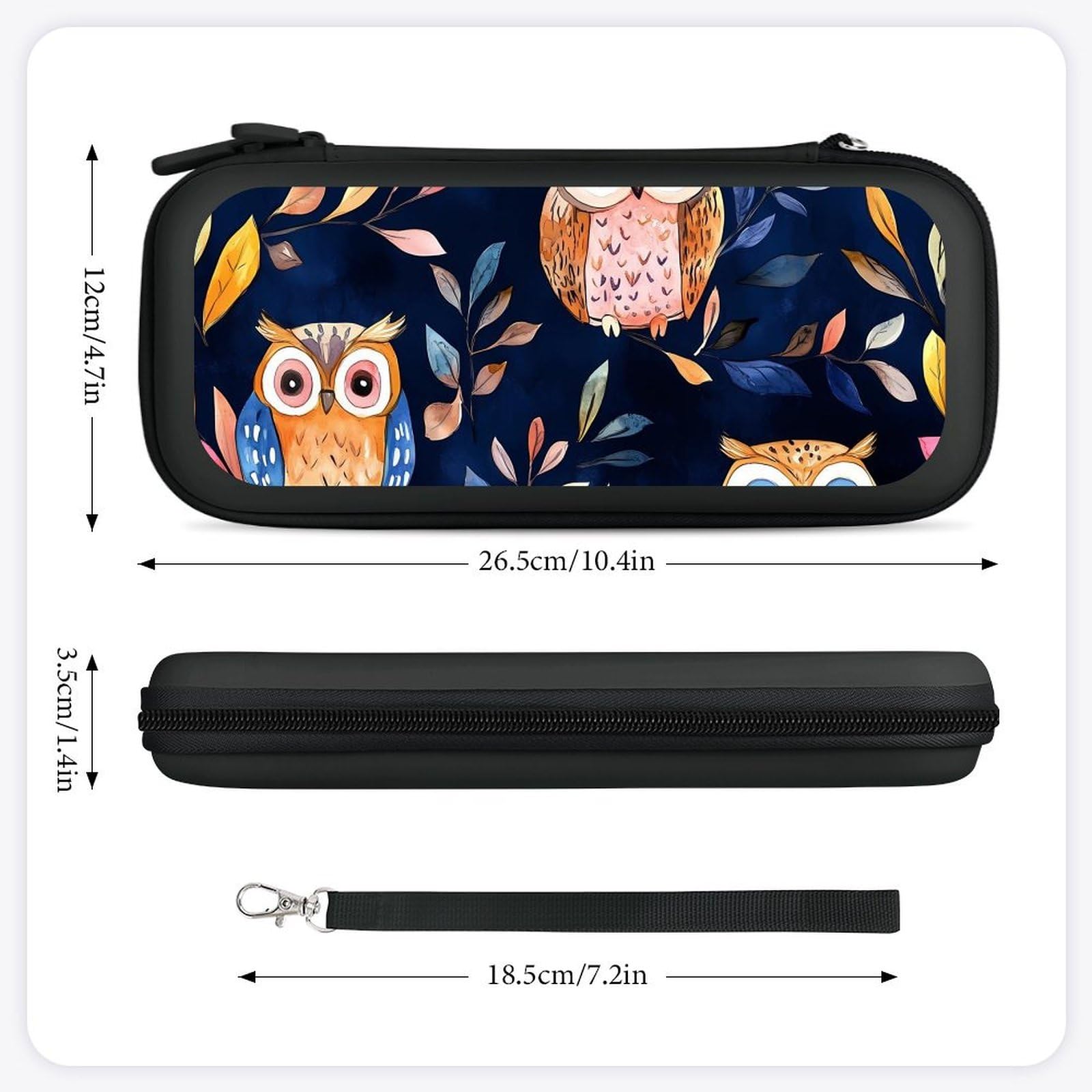 Colorful Owls And Leaves Compatible with Switch Carrying Case Hard Travel Game Bag Pouch with 15 Games Accessories Black-style