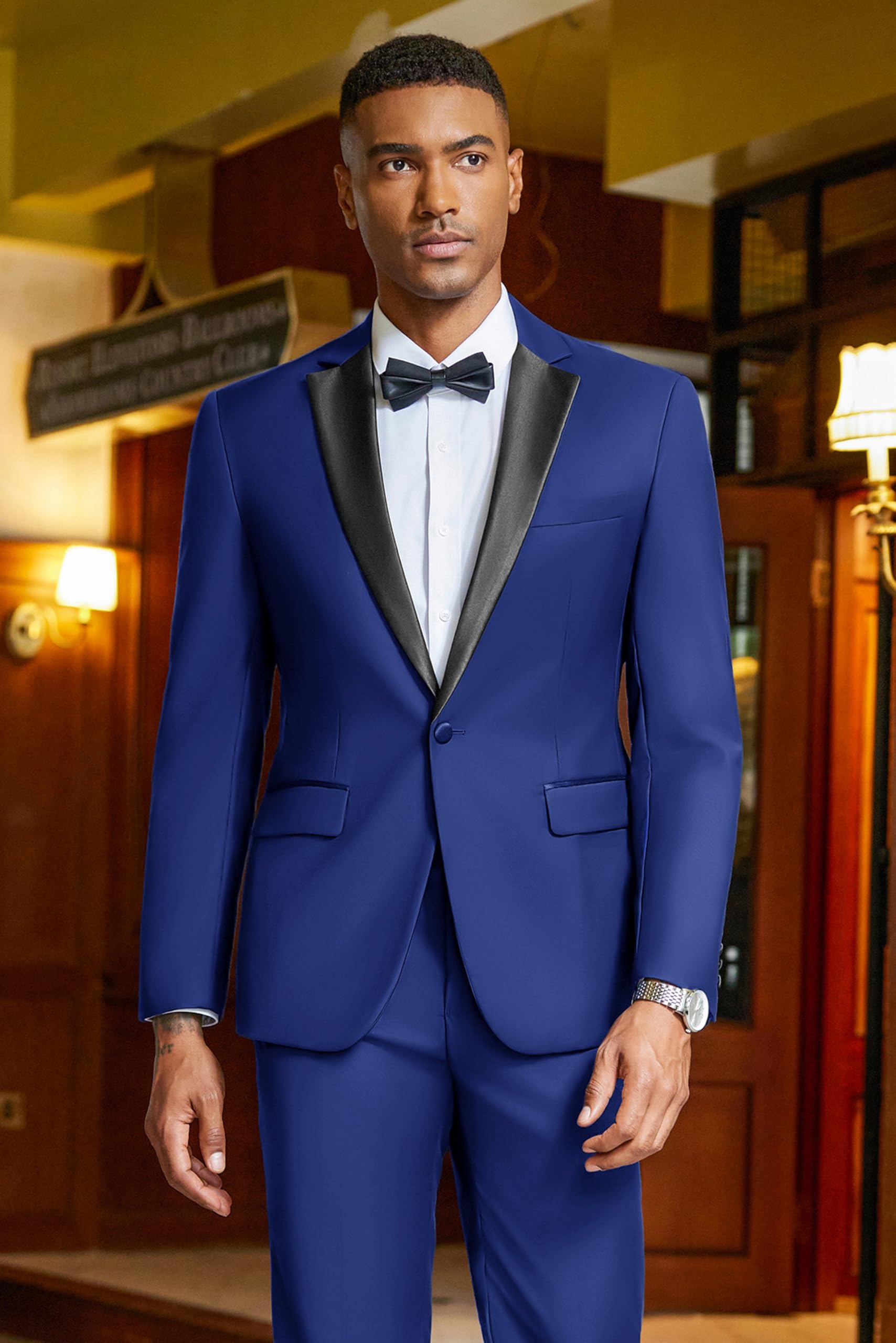 COOFANDY Set da smoking da uomo, slim fit, 2 pezzi, con un bottone, giacca, pantaloni, per matrimoni, cene, balli