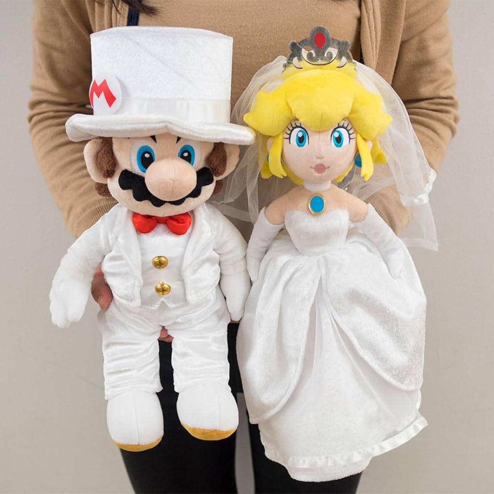 Super Mario Odyssey stuffed Mario & Peach (wedding style