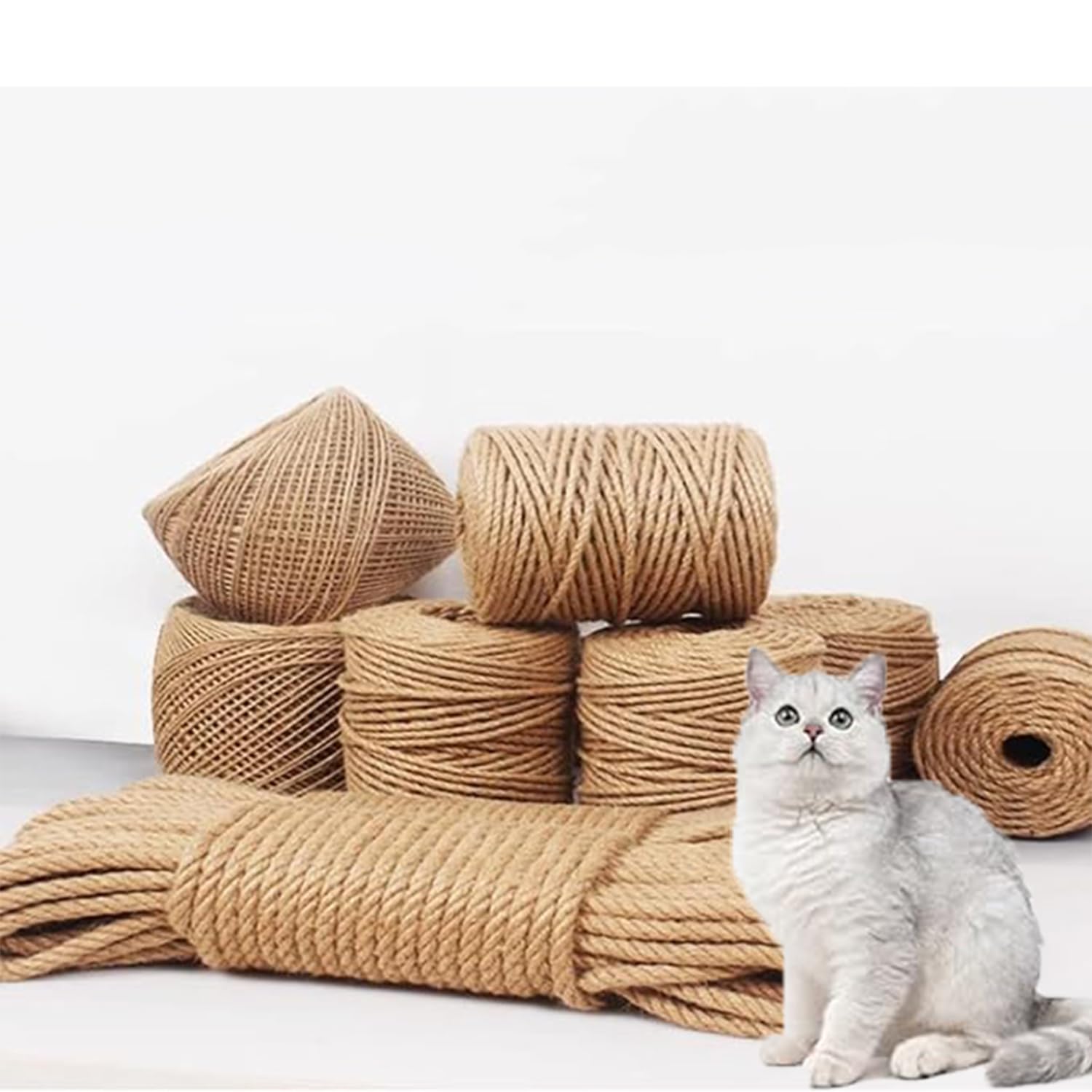 Cuerda de cáñamo de sisal natural para reparación de árboles de gatos, rascador de gatos, jardinería, embalaje de manualidades, cuerda de yute para muebles (30 mm x 10 metros)