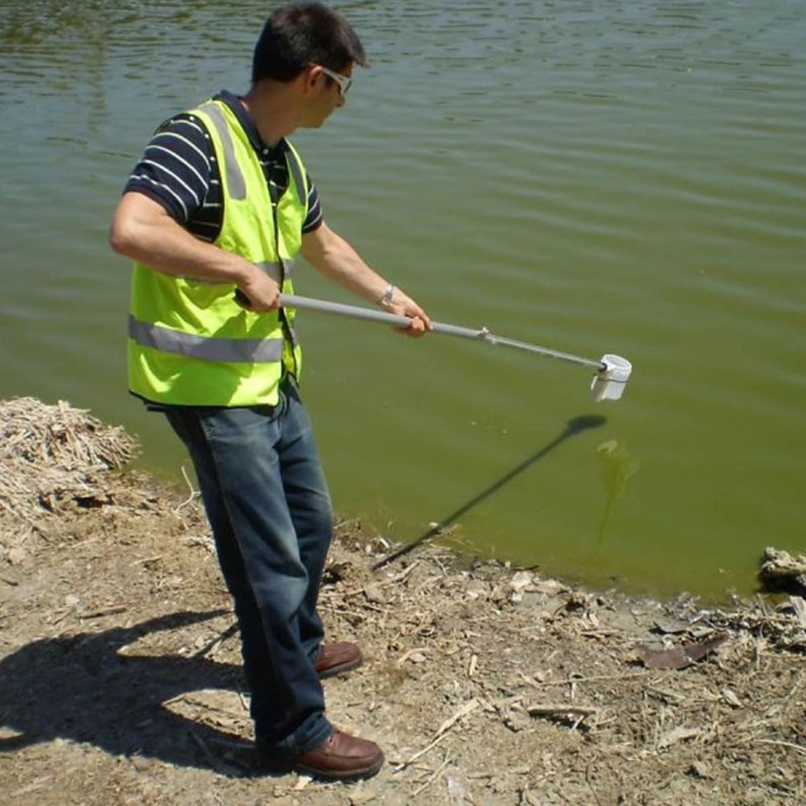 Genérico Cucharón telescópico para muestreo de Agua - Vaso de precipitados de Acero Inoxidable 304, 500 ml/1000 ml, pértiga de muestreo Ajustable de 0,86 m a 2 m para monitoreo Ambiental y análisis d