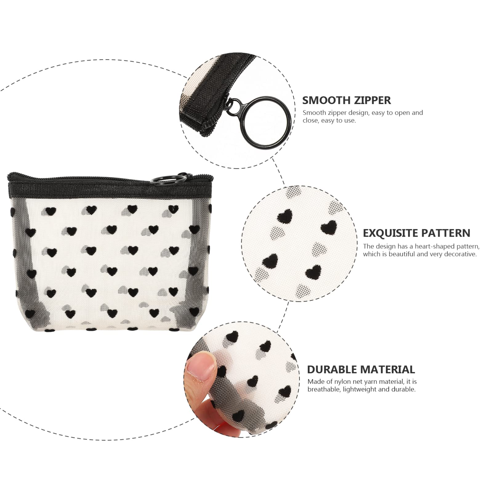 Housoutil 4juegos Bolsa De Maquillaje Transparente Multi-función Organizador De Cosméticos Portátil para Neceser De y para Artículos De Aseo y Cosméticos De Puntos Negros