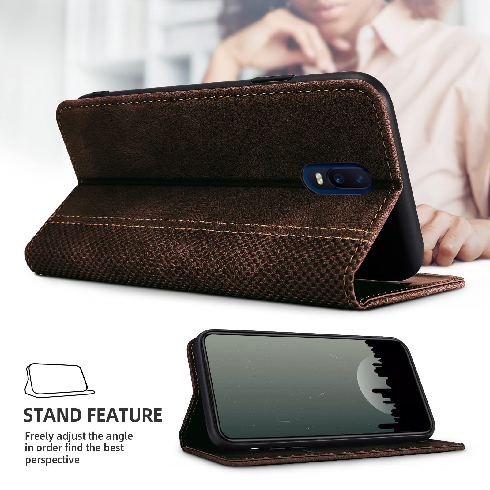 AKABEILA Cover per OnePlus 9RT Pelle Custodia
